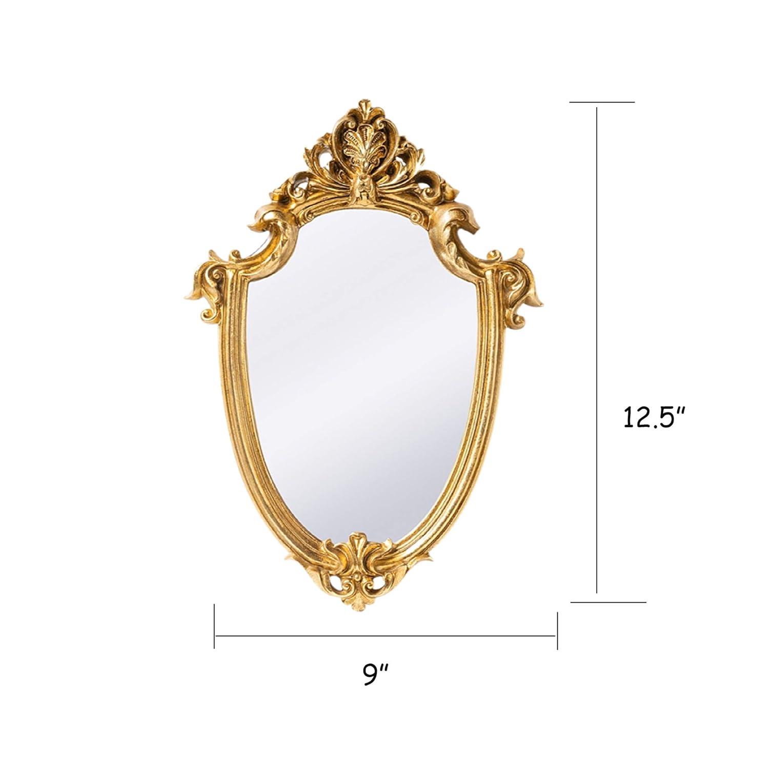 BetyHom Vintage Gold Resin Frame Decorative Wall Mirror Small 12.5x9 in