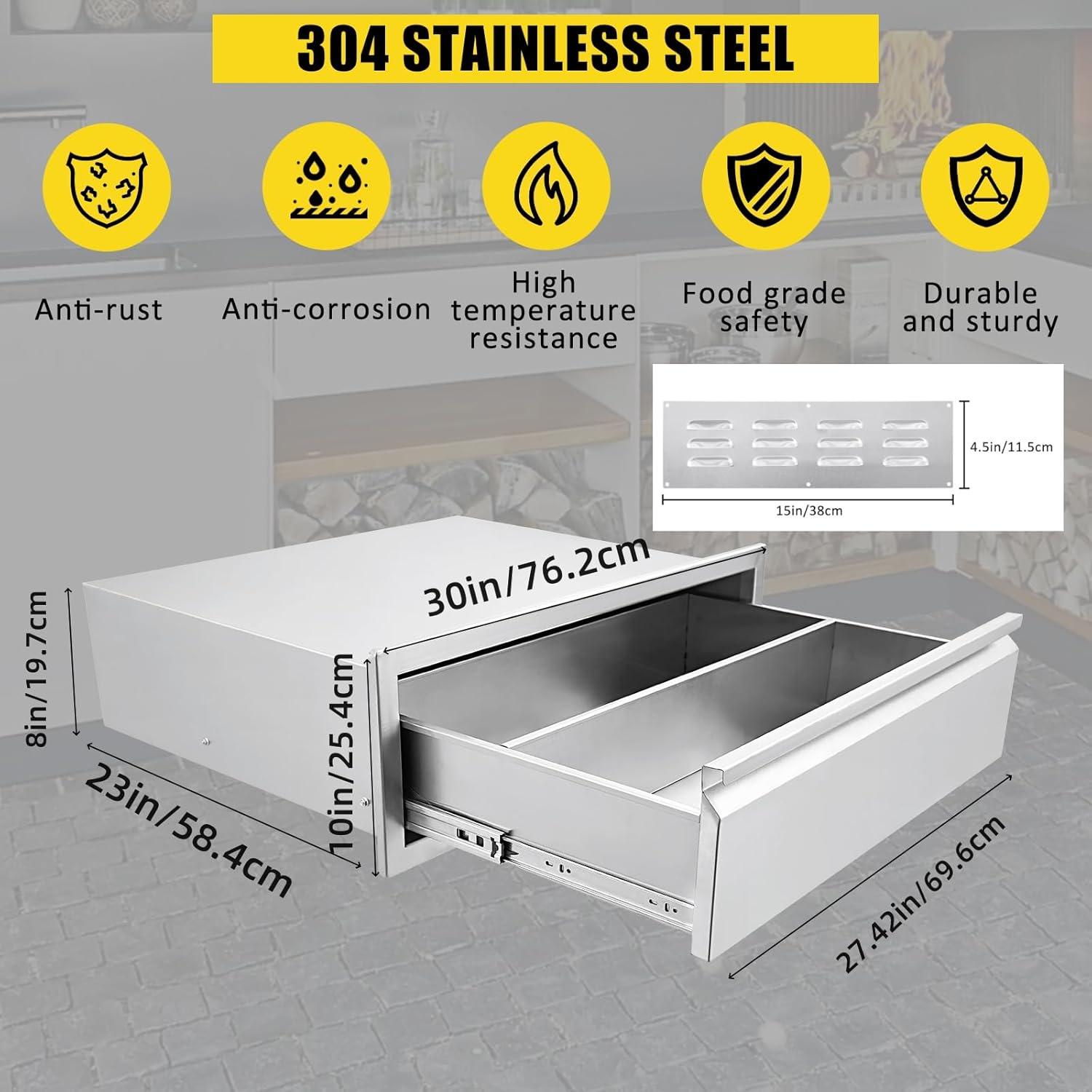 30'' Stainless Steel Drawers