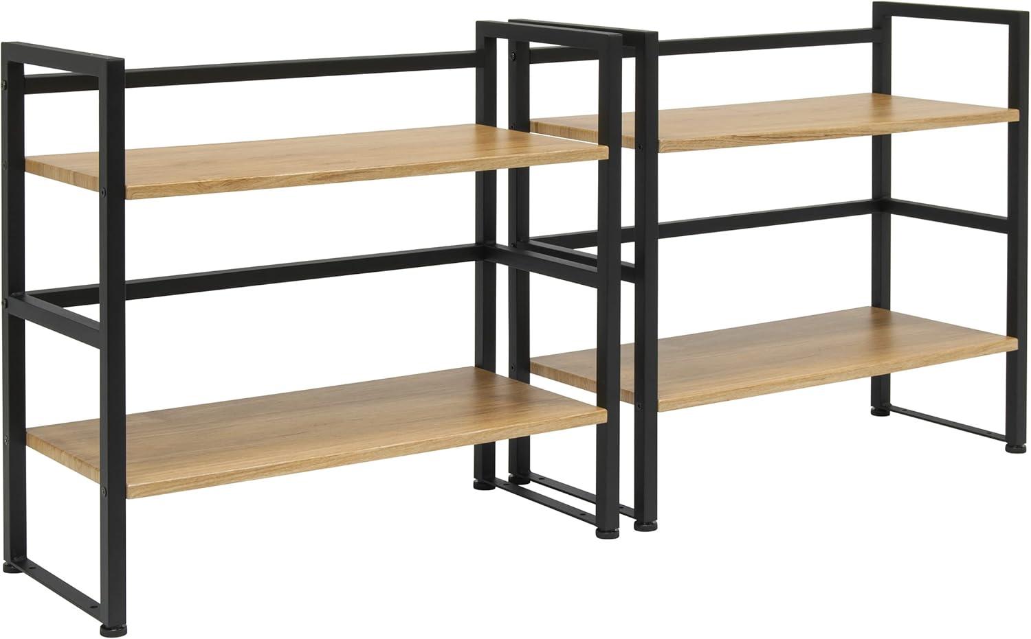 47.5" 4 Shelf or 2 Shelf Stackable Bookshelf Graphite Black/Ashwood - Calico Designs: Modern Metal Frame, Novelty Design