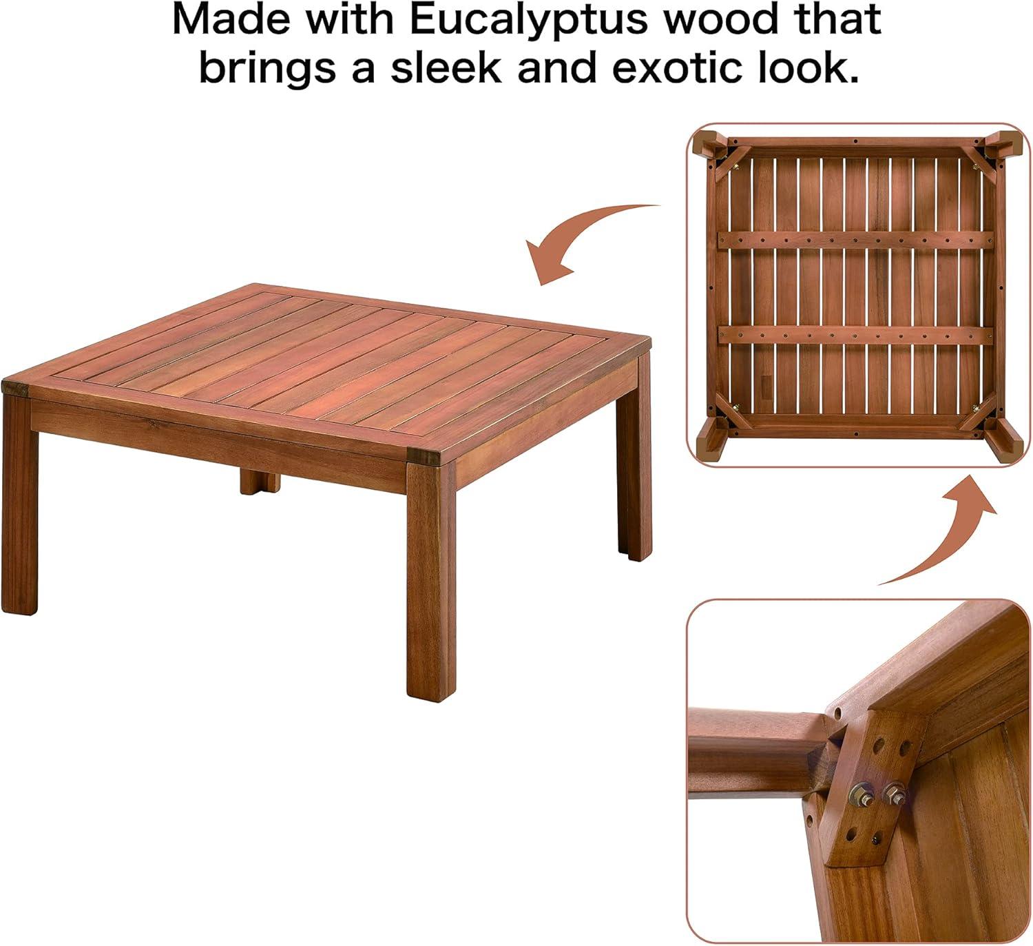 Quarte 4 Piece Outdoor Patio Conversation Furniture Set, Wood Sectional Sofa Set with Water Resistant Cushions/Coffee Table, Garden Backyard Poolside L Shape Corner Sofa Set…