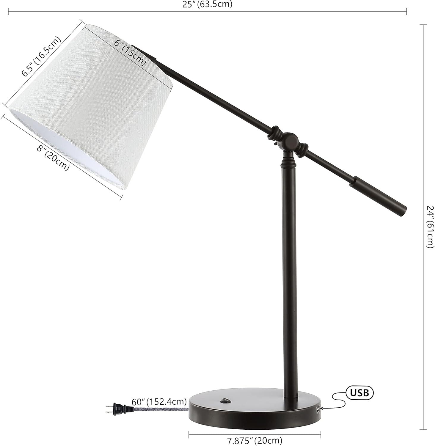 Troy 24 in. Classic Contemporary Iron LED Task Lamp with USB Charging Port, Oil Rubbed Bronze
