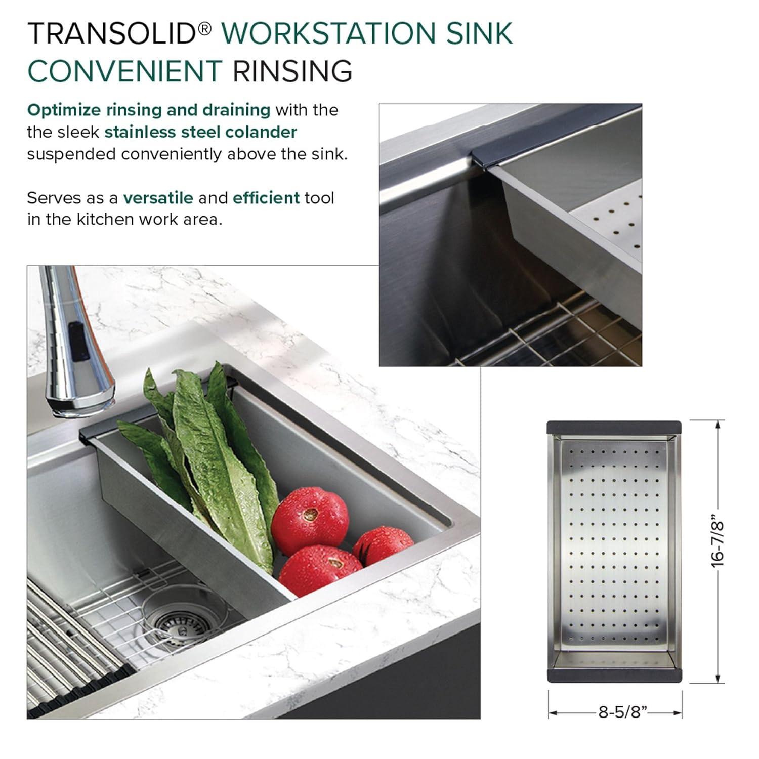 Transolid 32-in X 22-in 18-Gauge Drop-in Stainless Steel Kitchen Workstation Sink