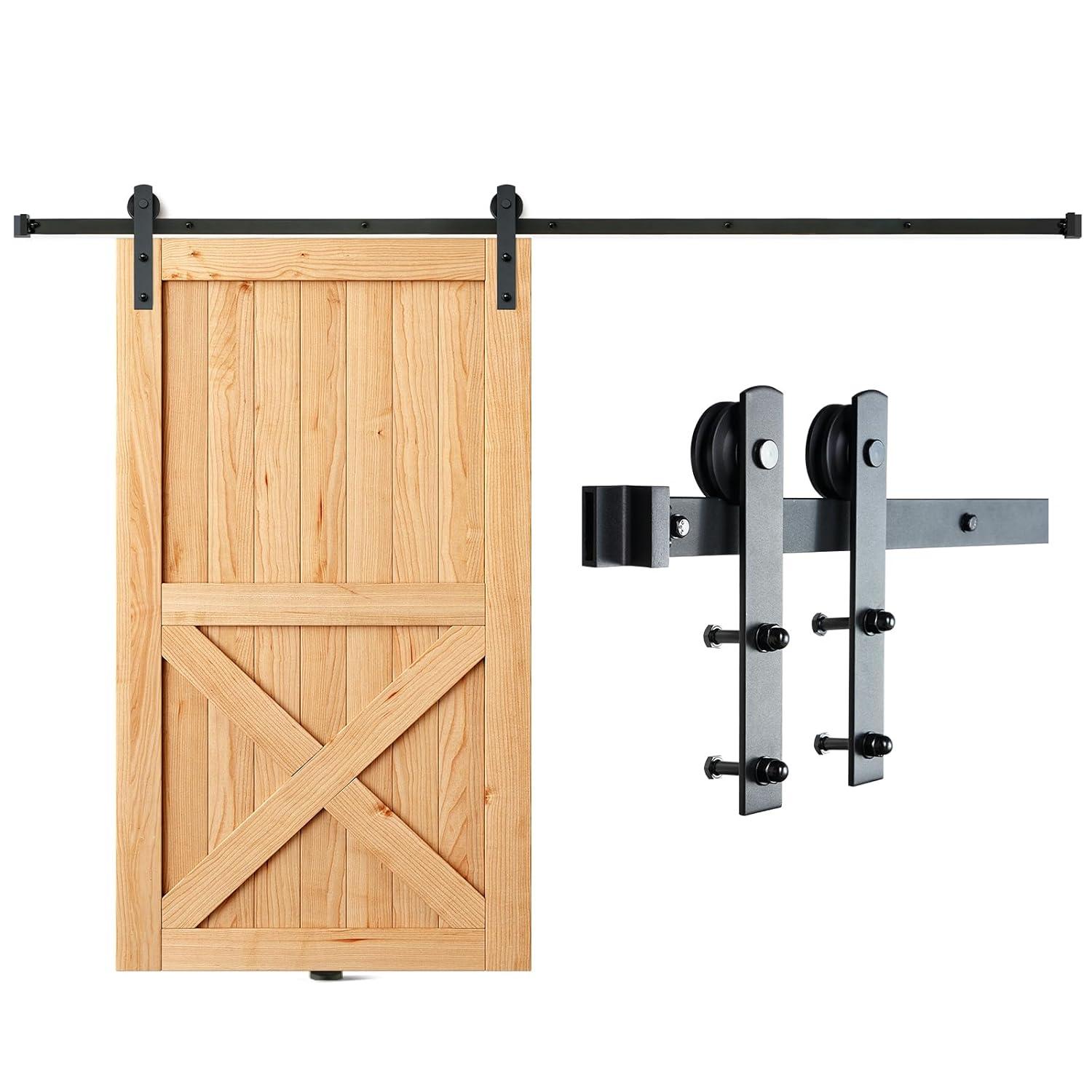 VEVOR Black Steel Single Door Barn Door Hardware Kit Standard Single