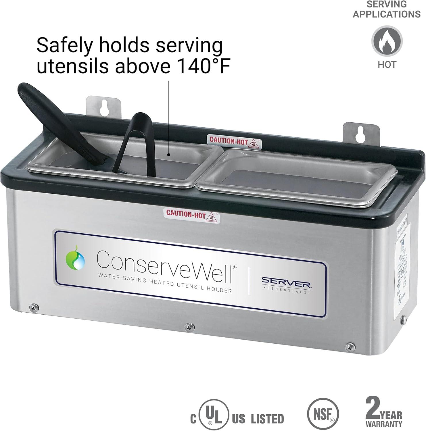 Stainless Steel Heated Utensil Holder with Dual Compartments