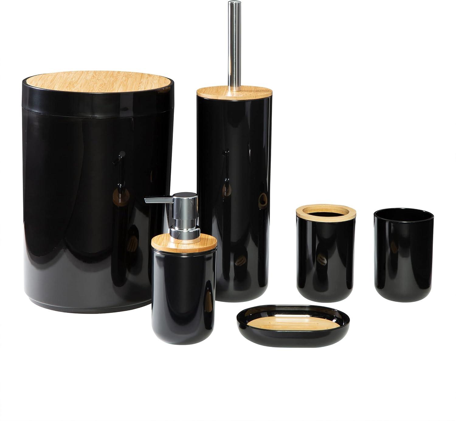Home-Complete 6-Piece Complete Bathroom Accessories Set (Black)