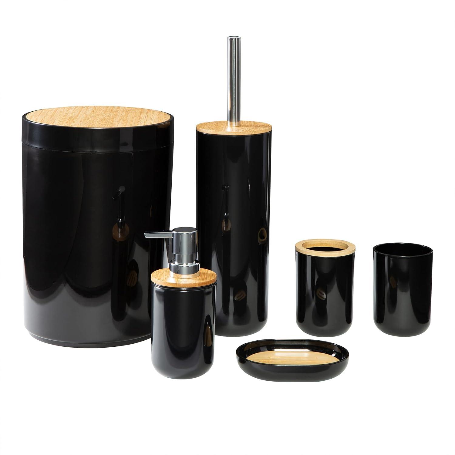 Home-Complete 6-Piece Complete Bathroom Accessories Set (Black)