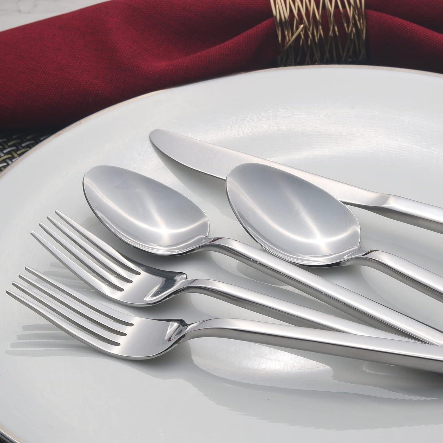 Cube 20-Piece Stainless Steel Flatware Set with Mirror Finish