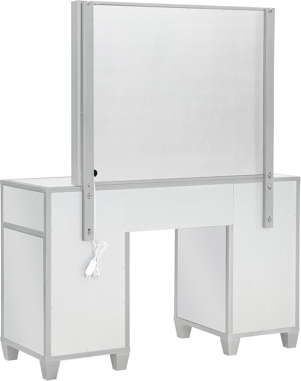 Coaster Allora 9-drawer Mirrored Storage Vanity Set with Hollywood Lighting Metallic