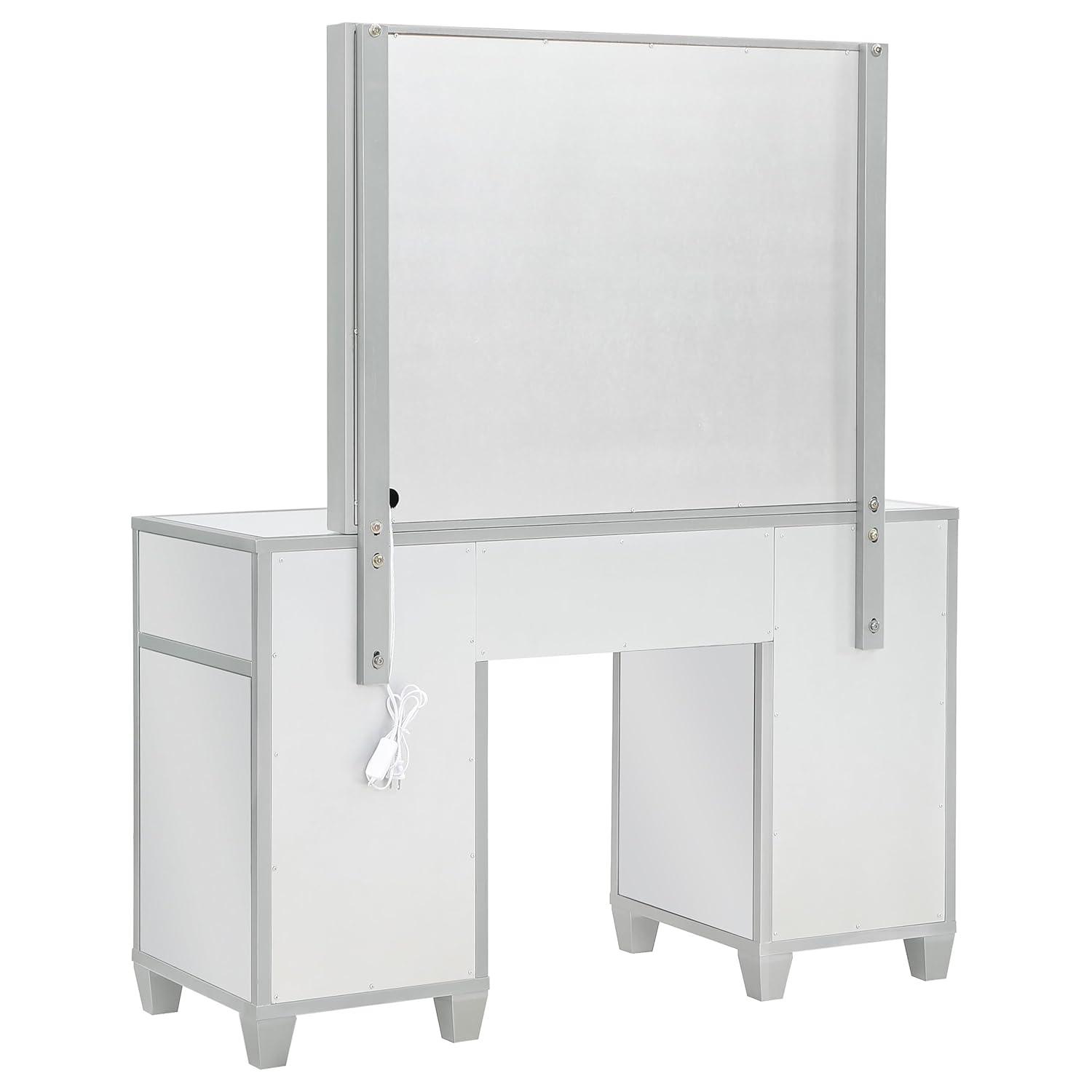 Coaster Allora 9-drawer Mirrored Storage Vanity Set with Hollywood Lighting Metallic