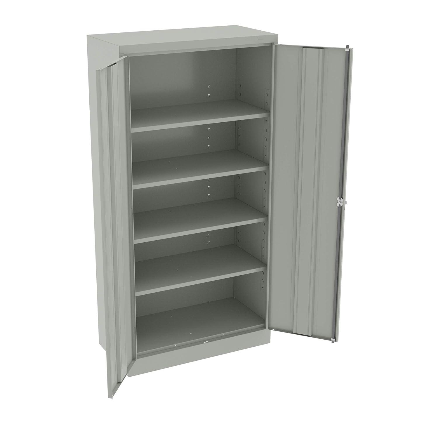 Tennsco Full-Height Standard Storage Cabinet 36" x 18" x 72" - 2 x Door(s) - Security Lock, Welded, Reinforced, Hinged Door - Light Gray - Chrome - Recycled