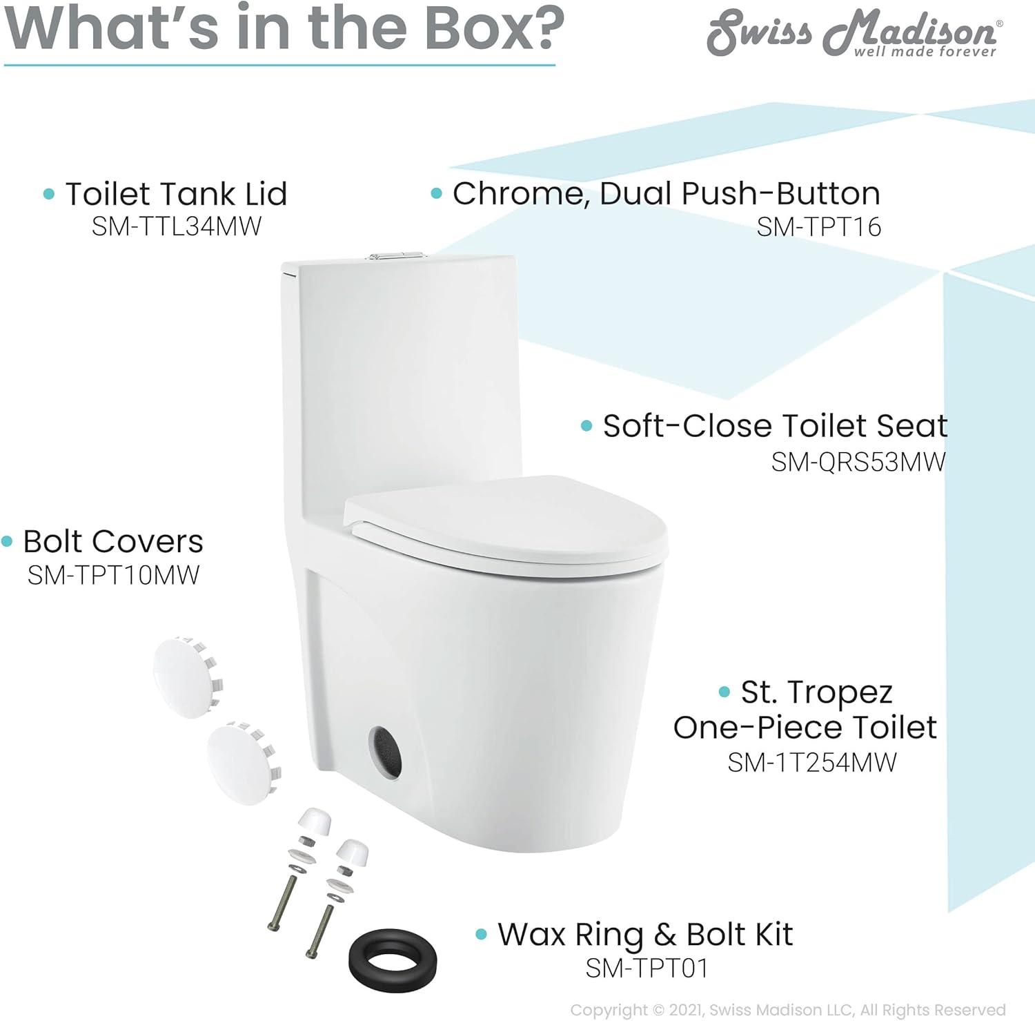 St. Tropez One-Piece Elongated Toilet Vortex Dual-Flush in Matte White 1.1/1.6 gpf