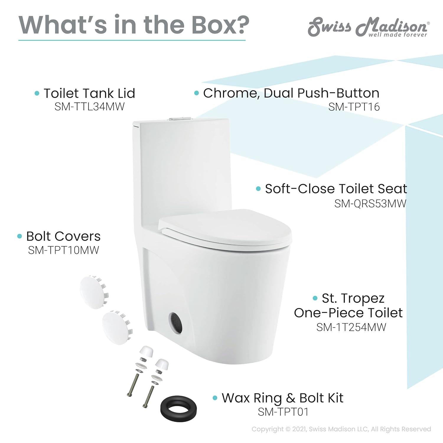 Swiss Madison St. Tropez One Piece Elongated Toilet Dual Vortex Flush 1.6 GPF SM-1T254