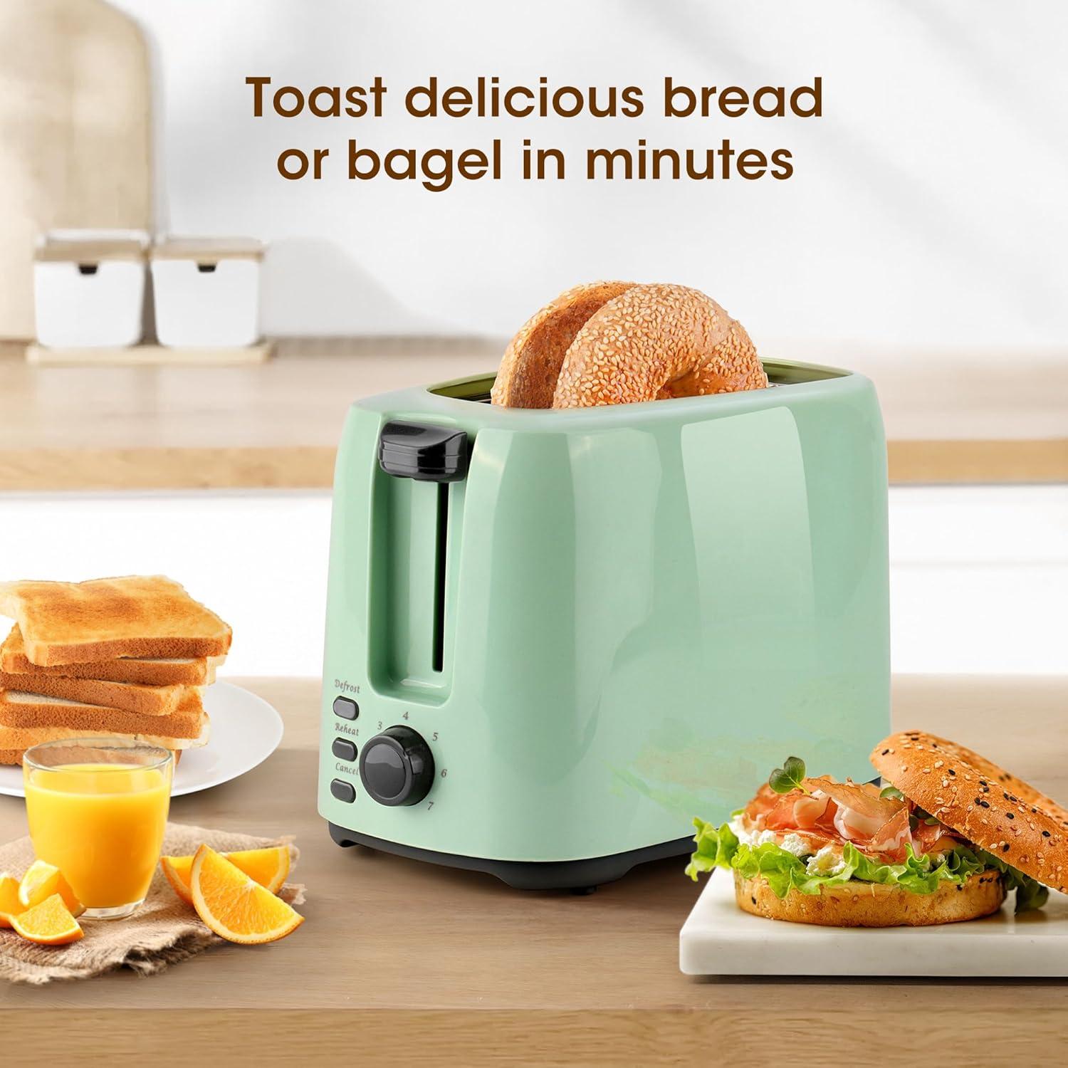 JADOOG 2 Slice Toaster, 1.3 Inches Wide Slot Bagel Toaster With 7 Shade Settings And Double Side Baking