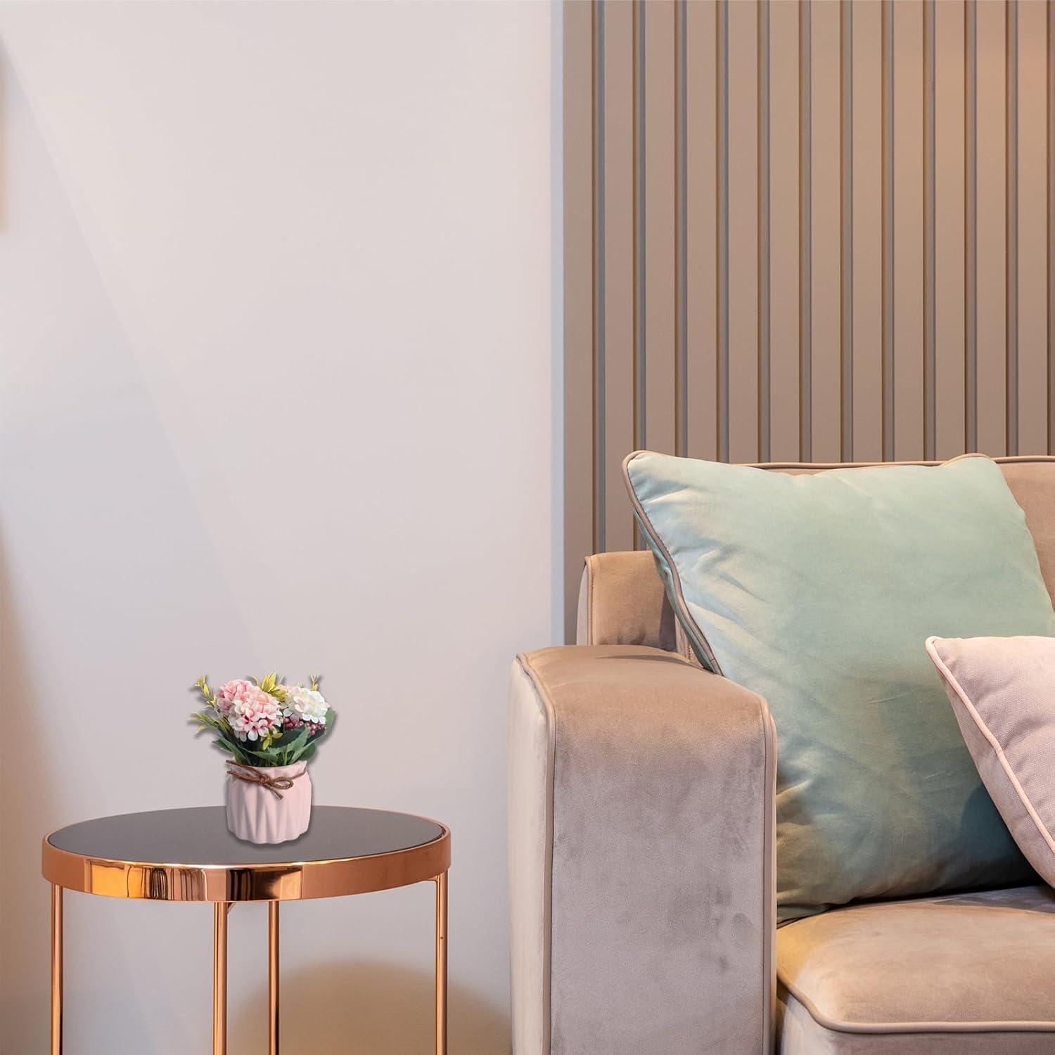 Artificial potted flowers, small ceramic vases fake flower plants for home and office interior tabletop decoration, artificial flower hydrangeas - Pink