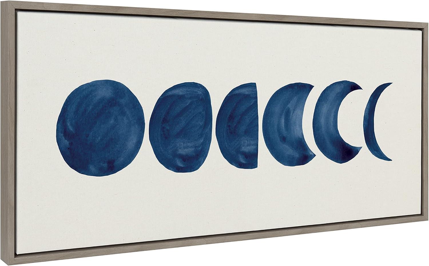 Kate and Laurel Sylvie Linear Moon Phases Framed Canvas by Teju Reval of SnazzyHues, 18x40, Gray