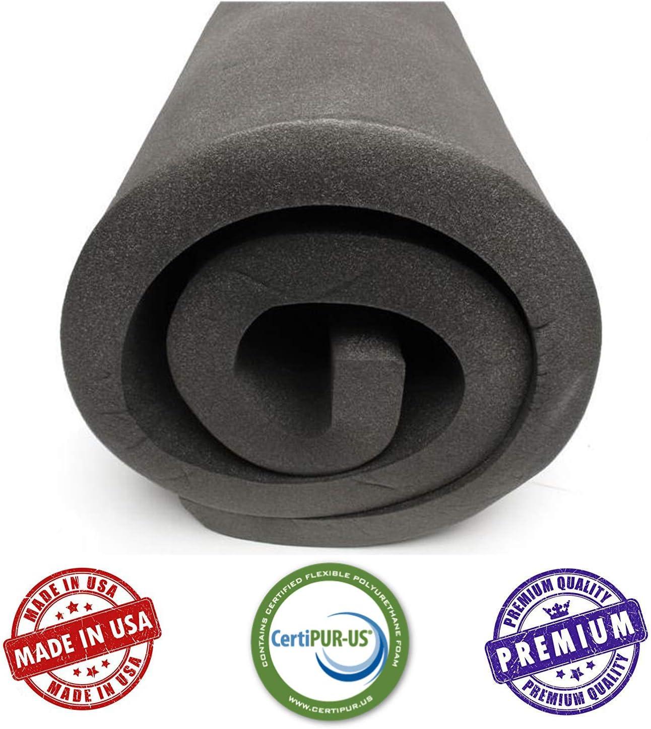 Charcoal CertiPUR-US Rubber Foam Sheet Cushion 2" x 24" x 72"