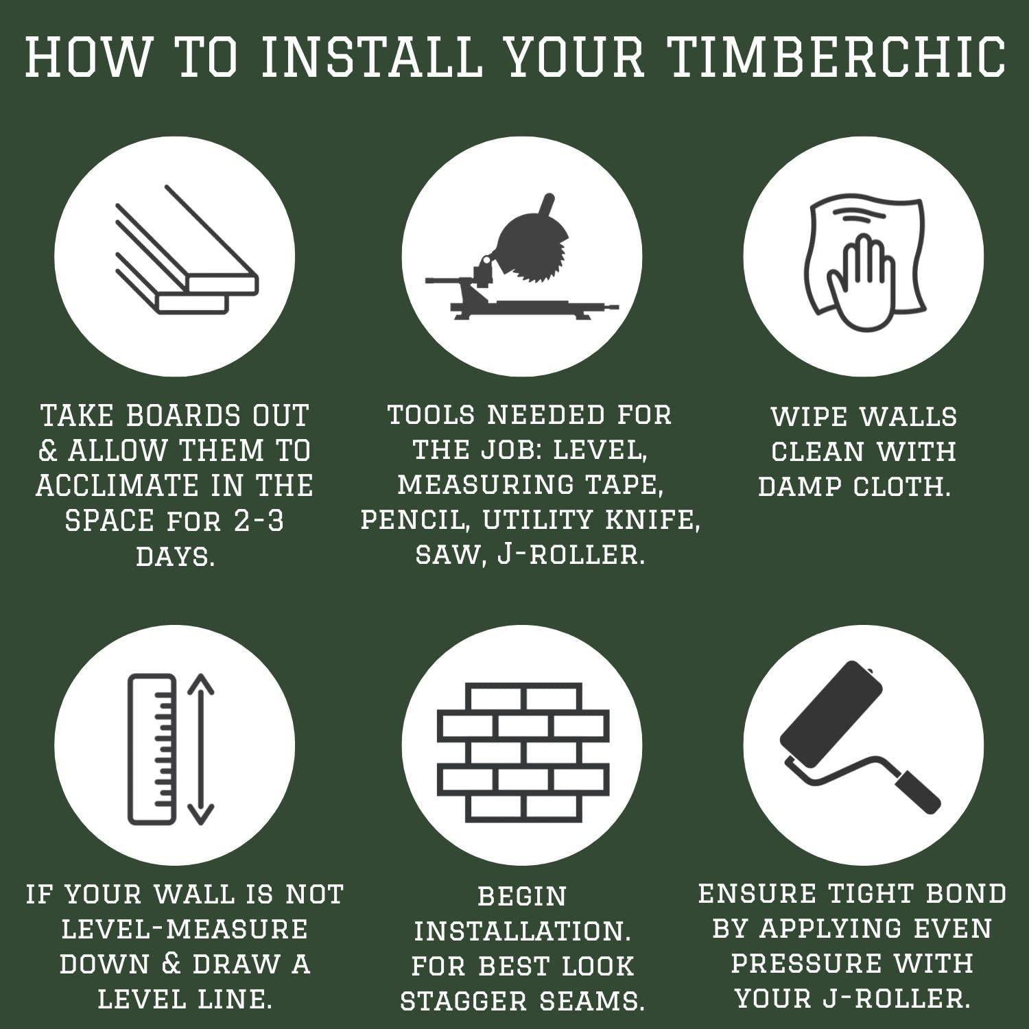 Timberchic River Reclaimed Wooden Wall planks - Simple Peel & Stick Wall Covering Application for DIY Accent Wall & Home Improvement - Premium Wall Paneling - Herringbone Pattern