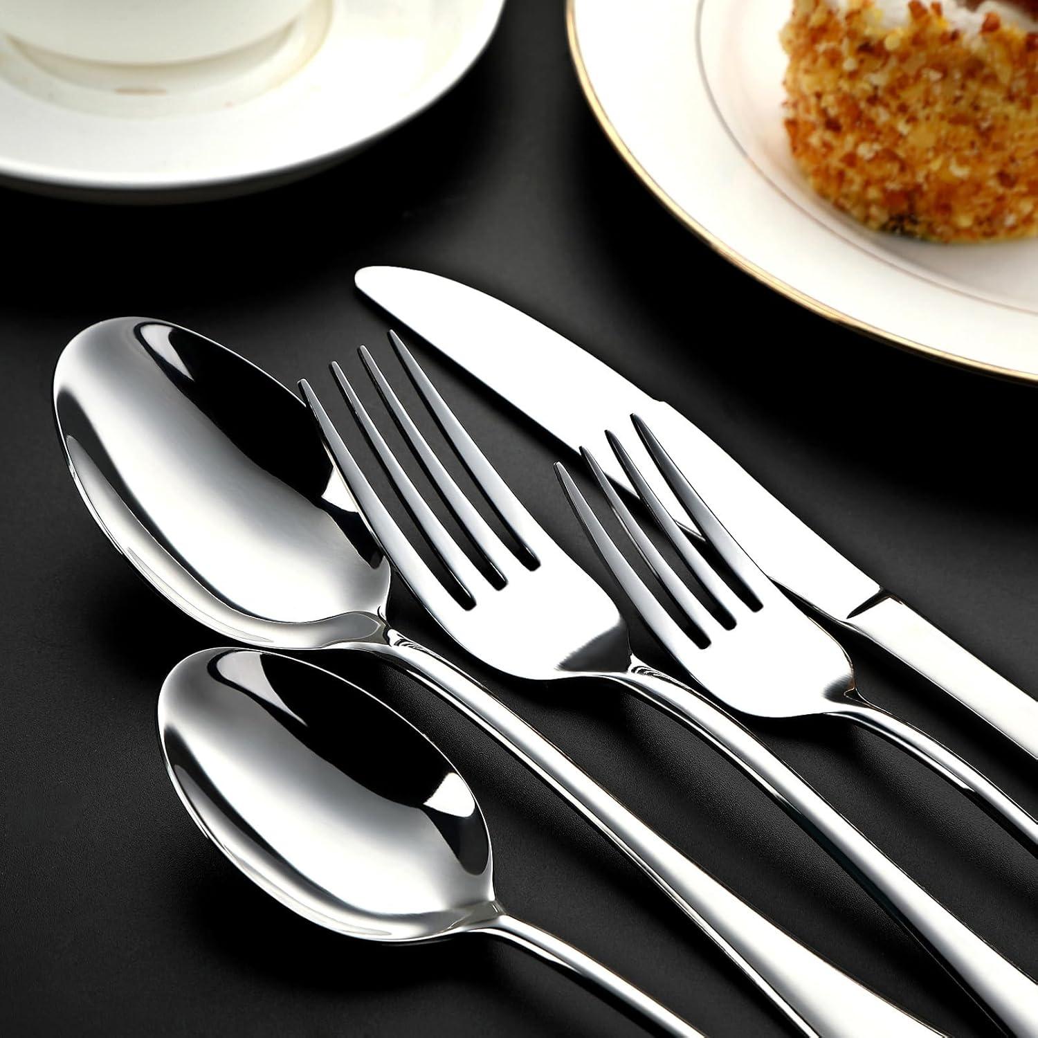 30-Piece Polished Stainless Steel Flatware Set for 6