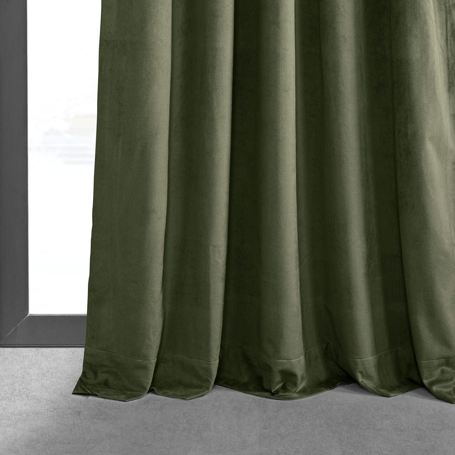 Hunter Green Velvet Blackout Pleated Curtain Panel 25" x 84"