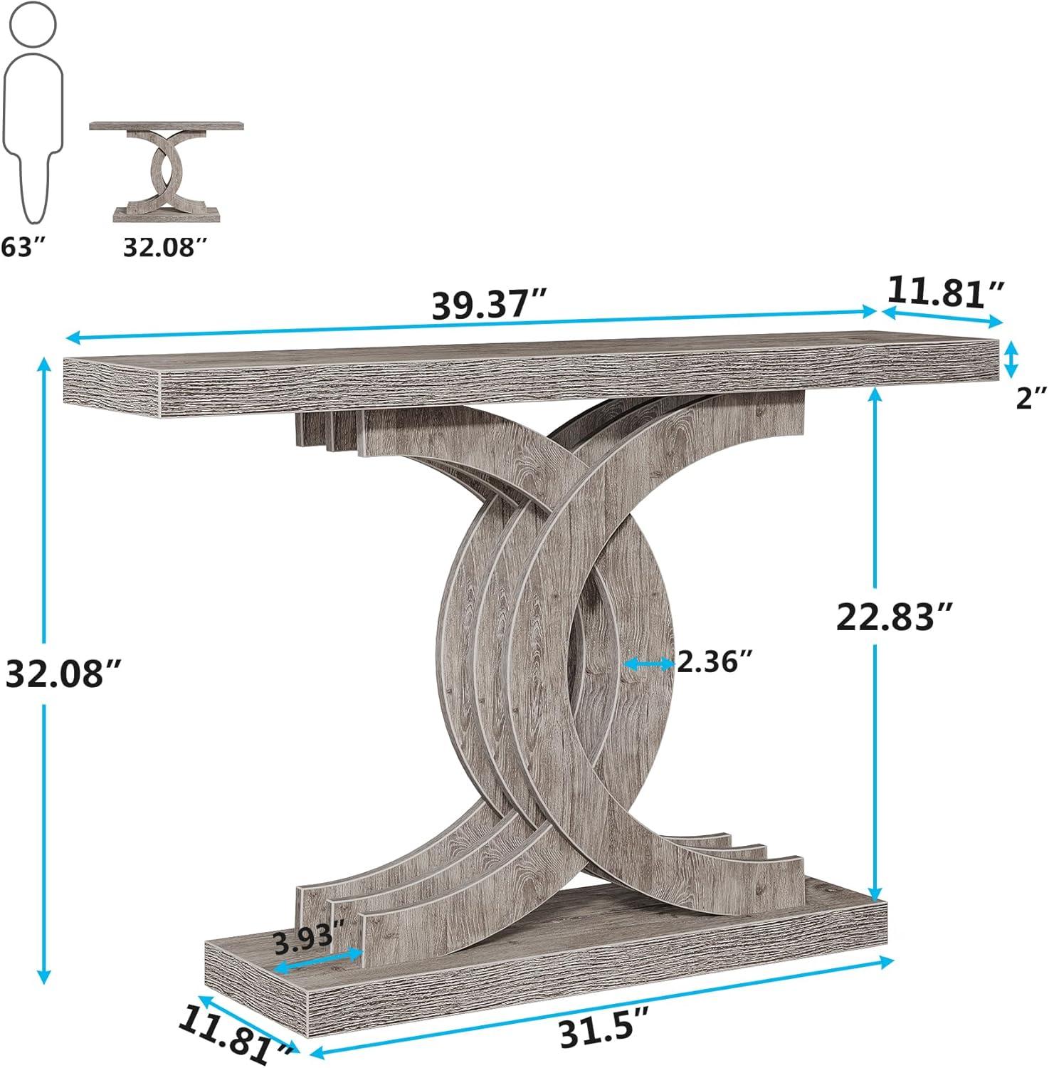 Tribesigns 39-inch Wooden Console Tables with Geometric Base