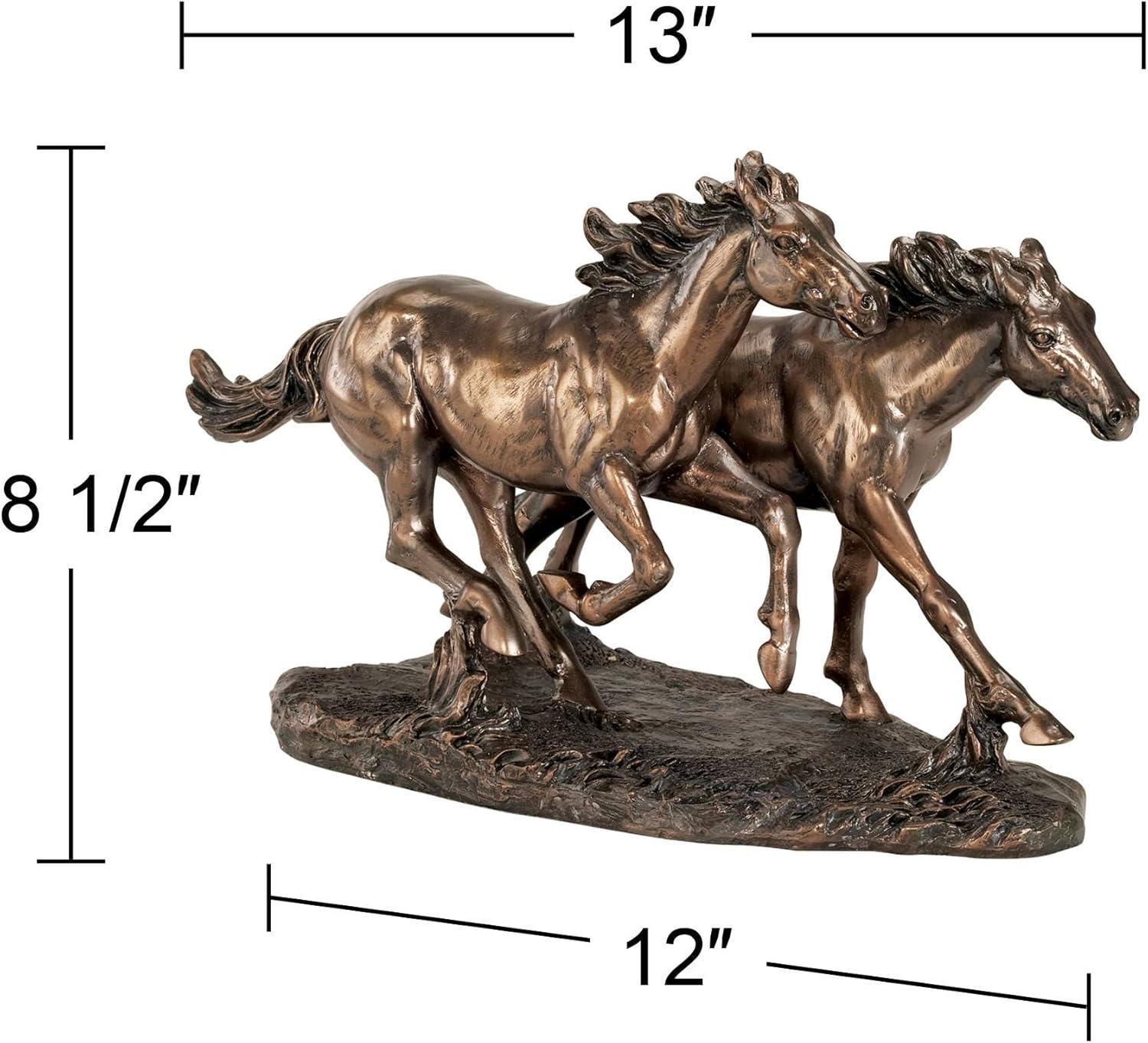 Kensington Hill Horses Running Wild 8 1/2" High Golden Bronze Statue