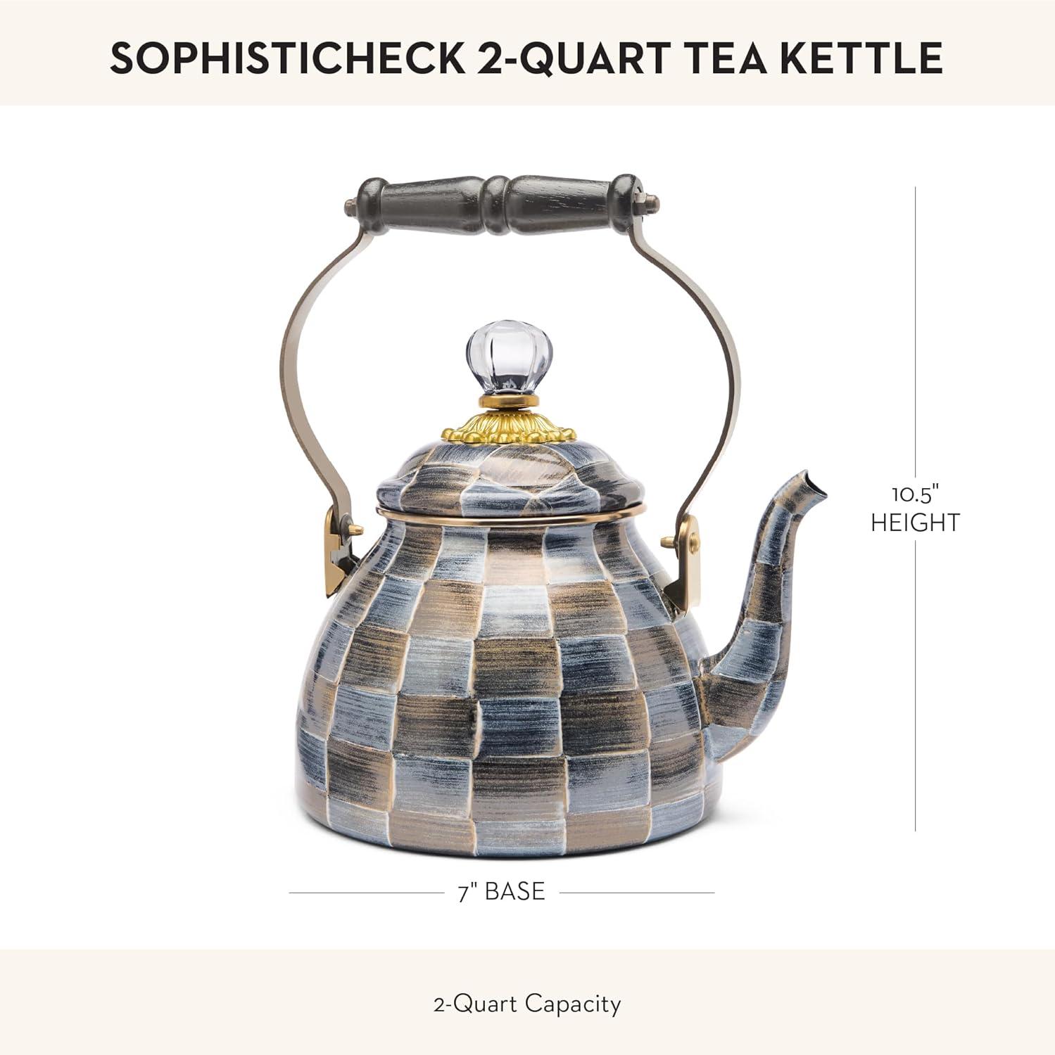 Sophisticheck 2-Quart Gray and Bronze Enameled Tea Kettle