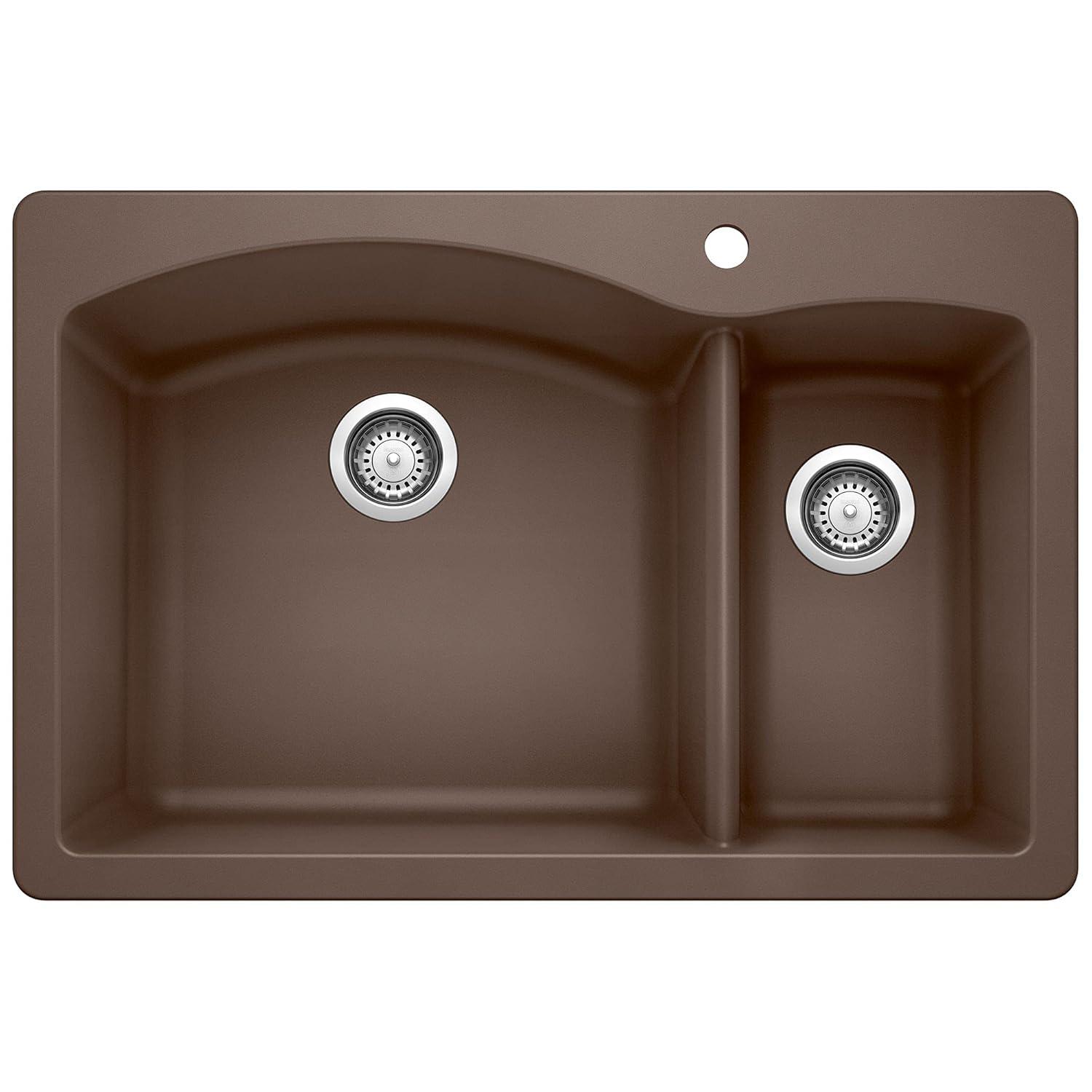 Diamond Silgranit 33" L x 22" W Double Basin Drop-In/Undermount Sink