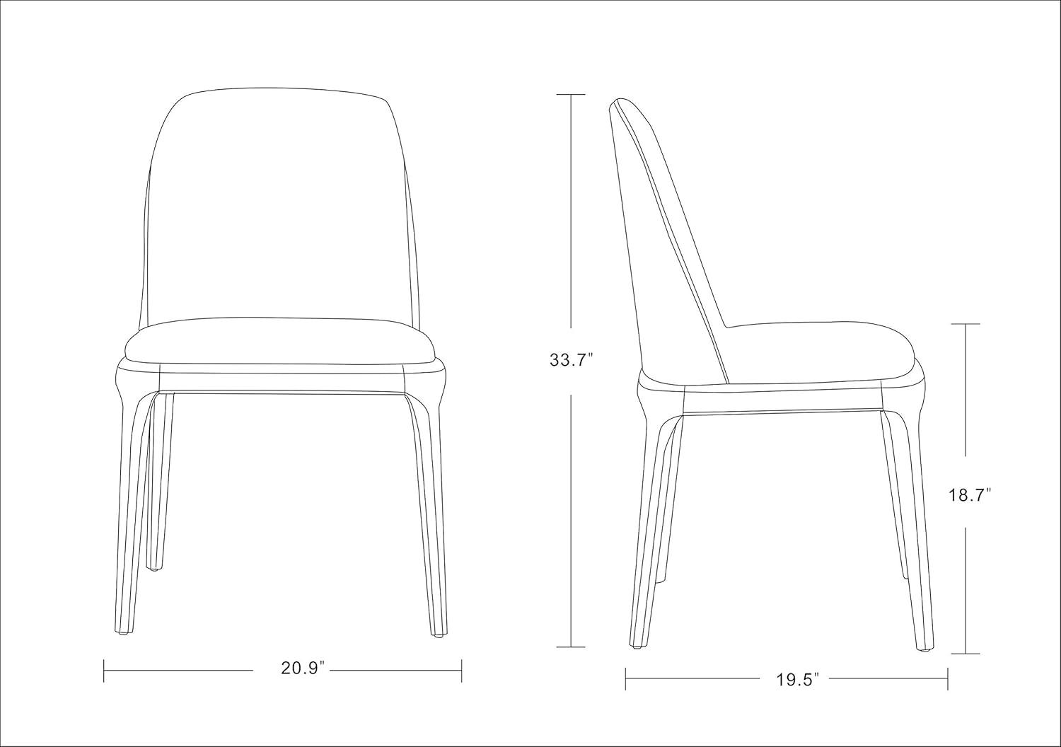 Courding Faux Leather Dining Chairs - Manhattan Comfort: Mid-Century Modern, Ash Wood Legs, No Assembly Required