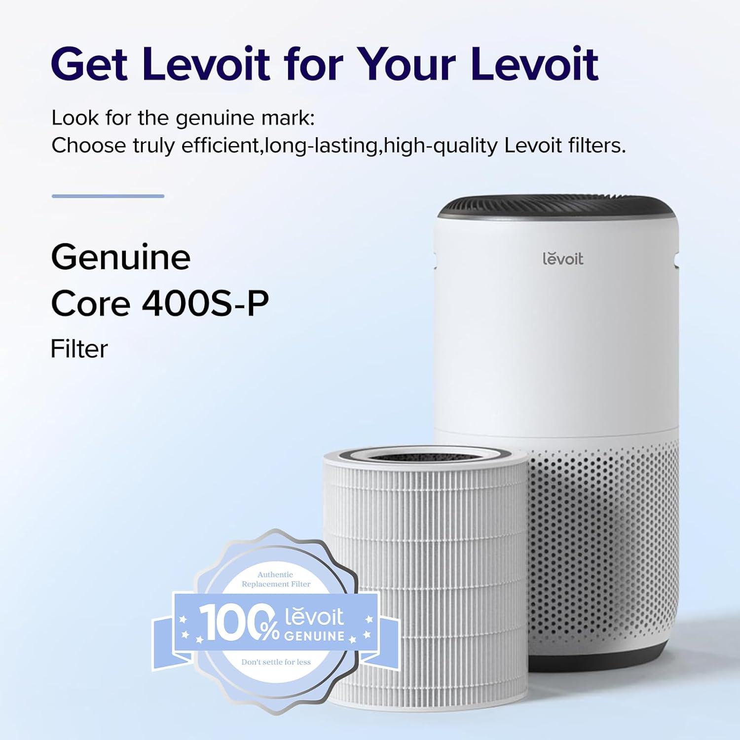 Levoit PlasmaPro 400S Replacement Filter: True HEPA, Captures Odors, Mold, Dust, Pet Dander, Compatible with Levoit Air Purifiers