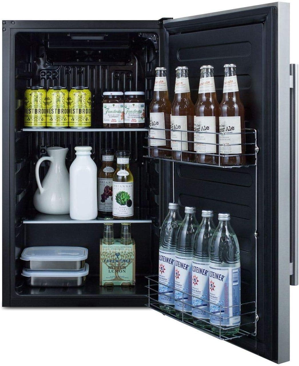 19" Silver and Black Stainless Steel Undercounter Refrigerator