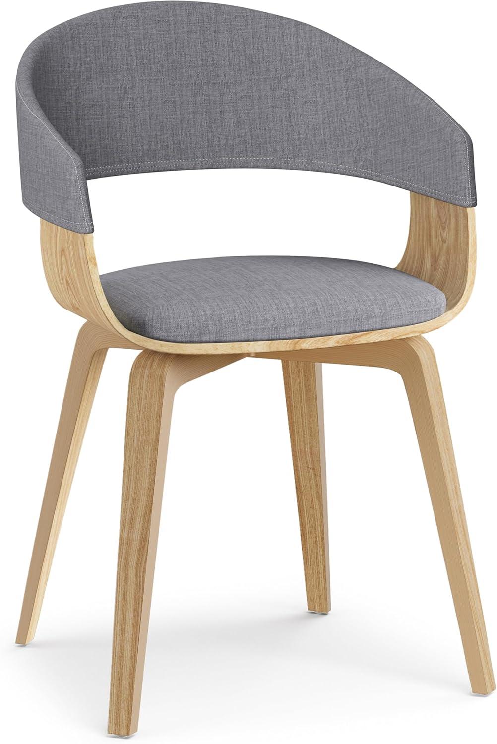 Lowell Bentwood Upholstered Dining Chair with Curved Backrest in Mid-Century Modern Style