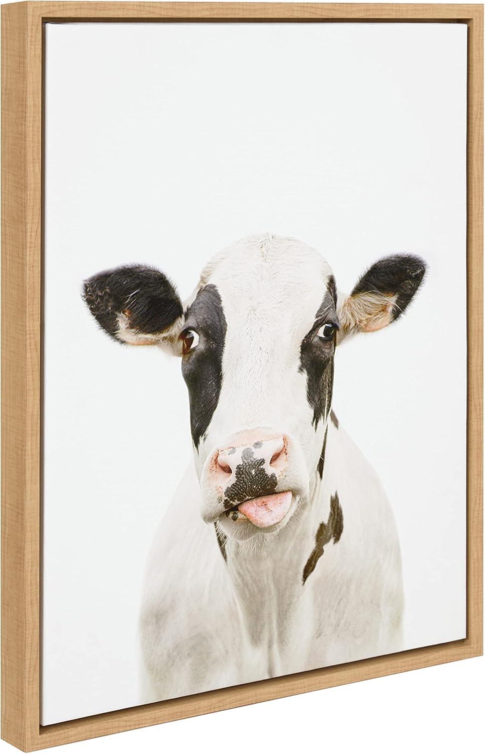 18" x 24" Sylvie Holstein Cow Portrait Framed Canvas by Amy Peterson - Kate & Laurel All Things Decor