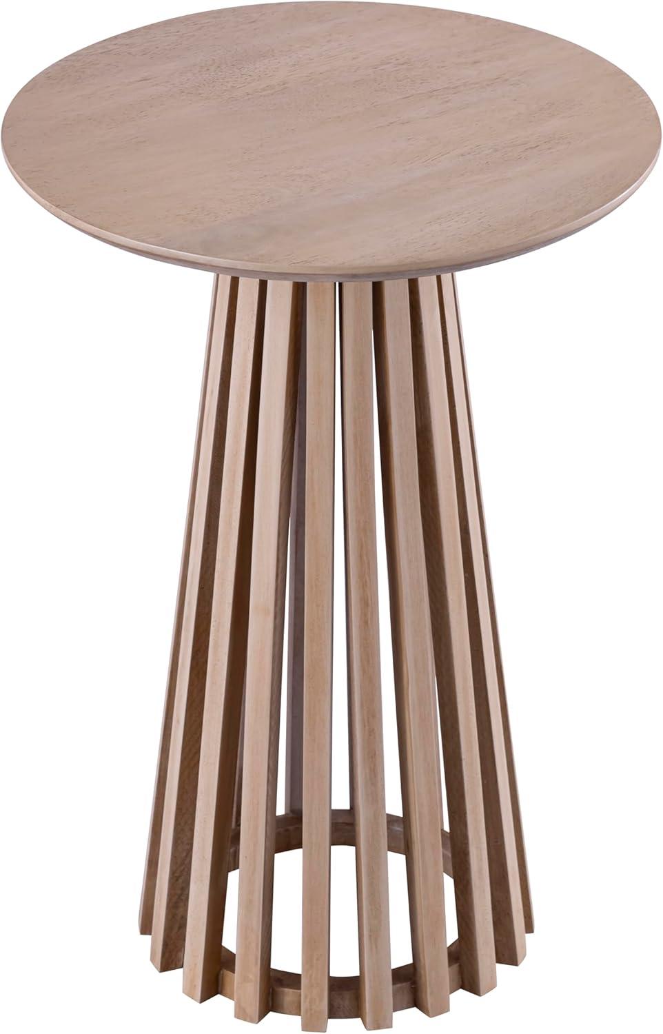 Lenan Round Light Oak and Metal Accent Table