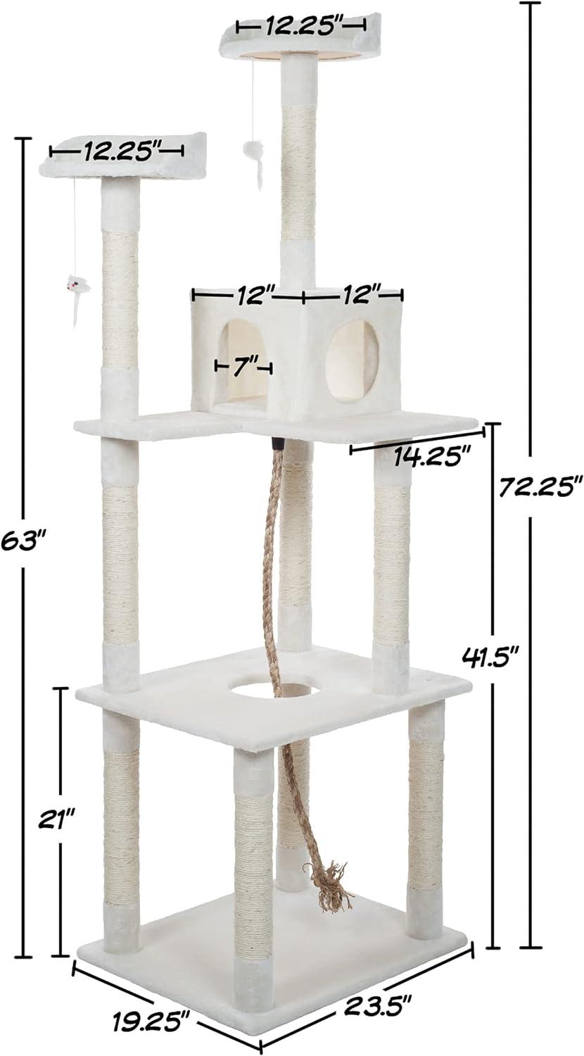 PetMaker 6 Foot Cat Tree with Scratch Posts in Ivory