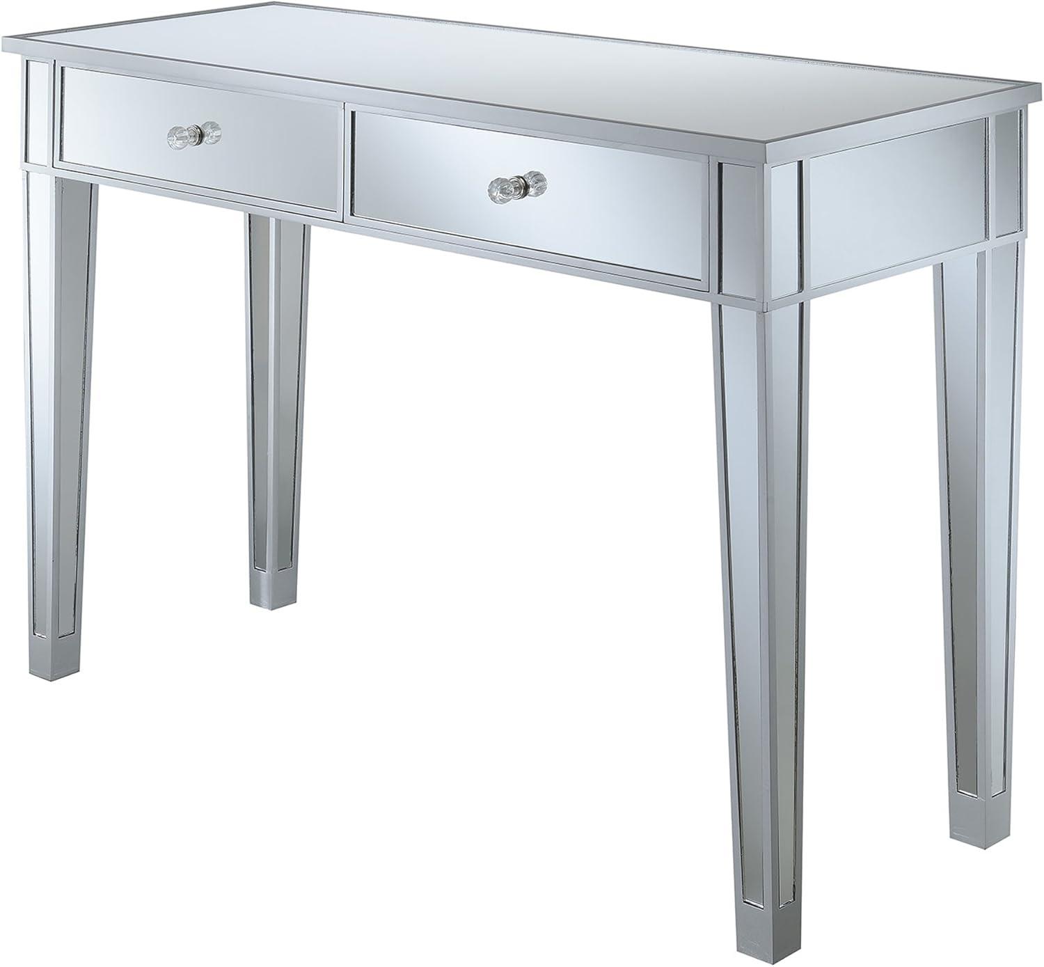 Convenience Concepts Gold Coast 30" Tall Mirrored 2 Drawer Desk/Console, Silver/Mirror, All Ages