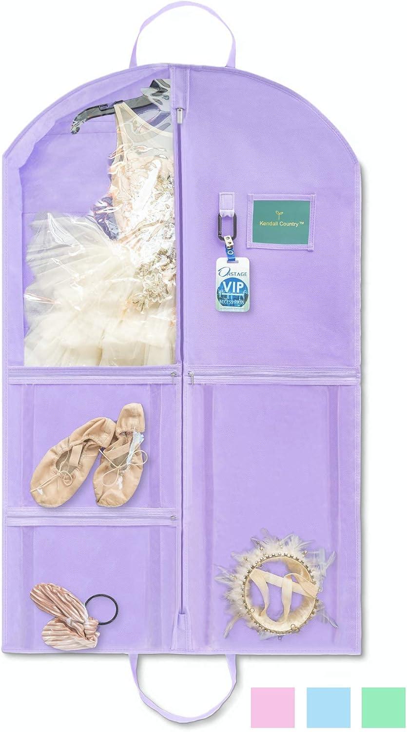 Kendall Country Dance Garment Bag Costume Organizer for Dancers, Beauty Pageants, Sports, Gymnasts, Figure Skaters, Travel and more - Lavender Purple 40 inch Long