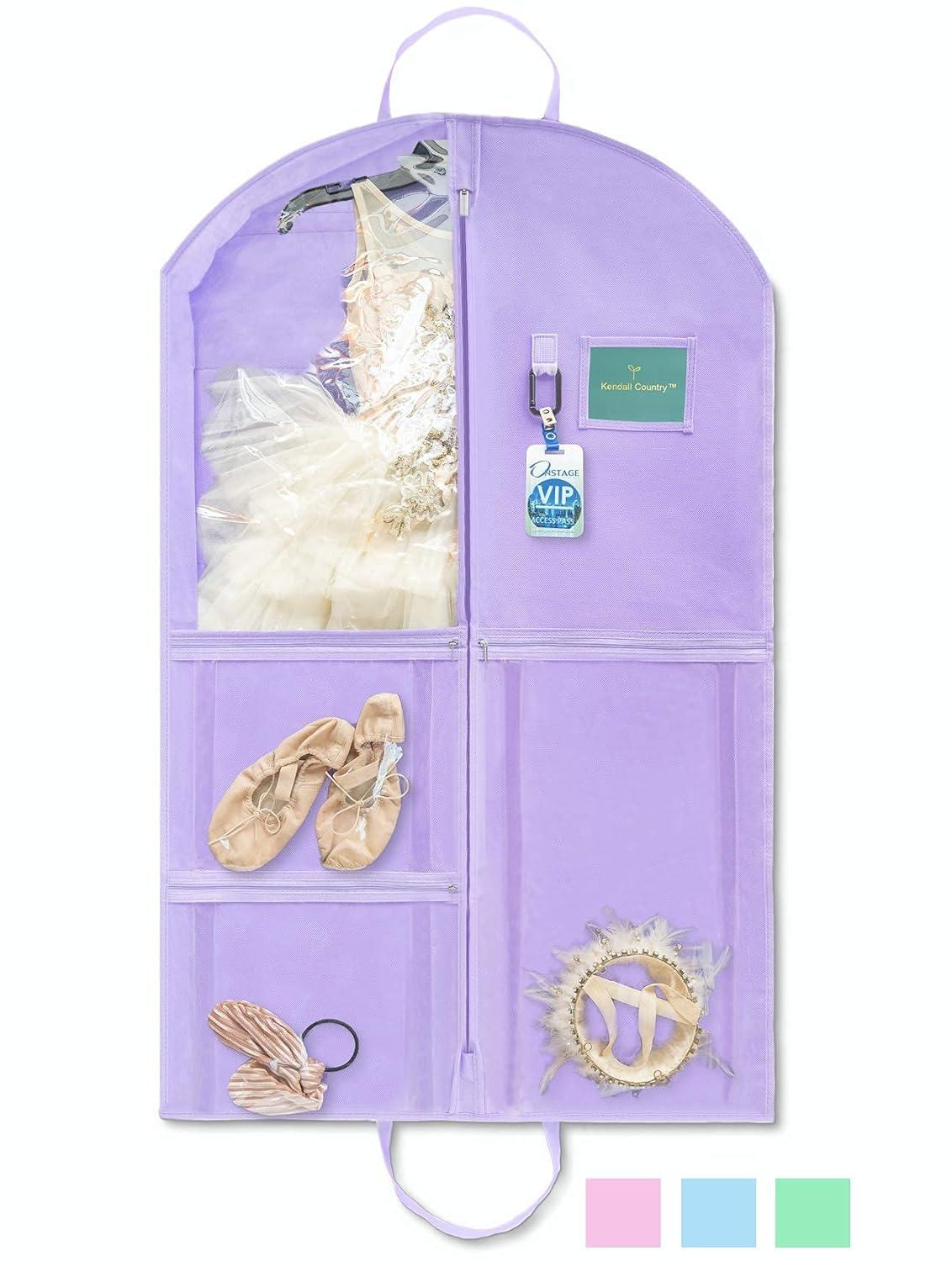 Kendall Country Dance Garment Bag Costume Organizer for Dancers, Beauty Pageants, Sports, Gymnasts, Figure Skaters, Travel and more - Lavender Purple 40 inch Long