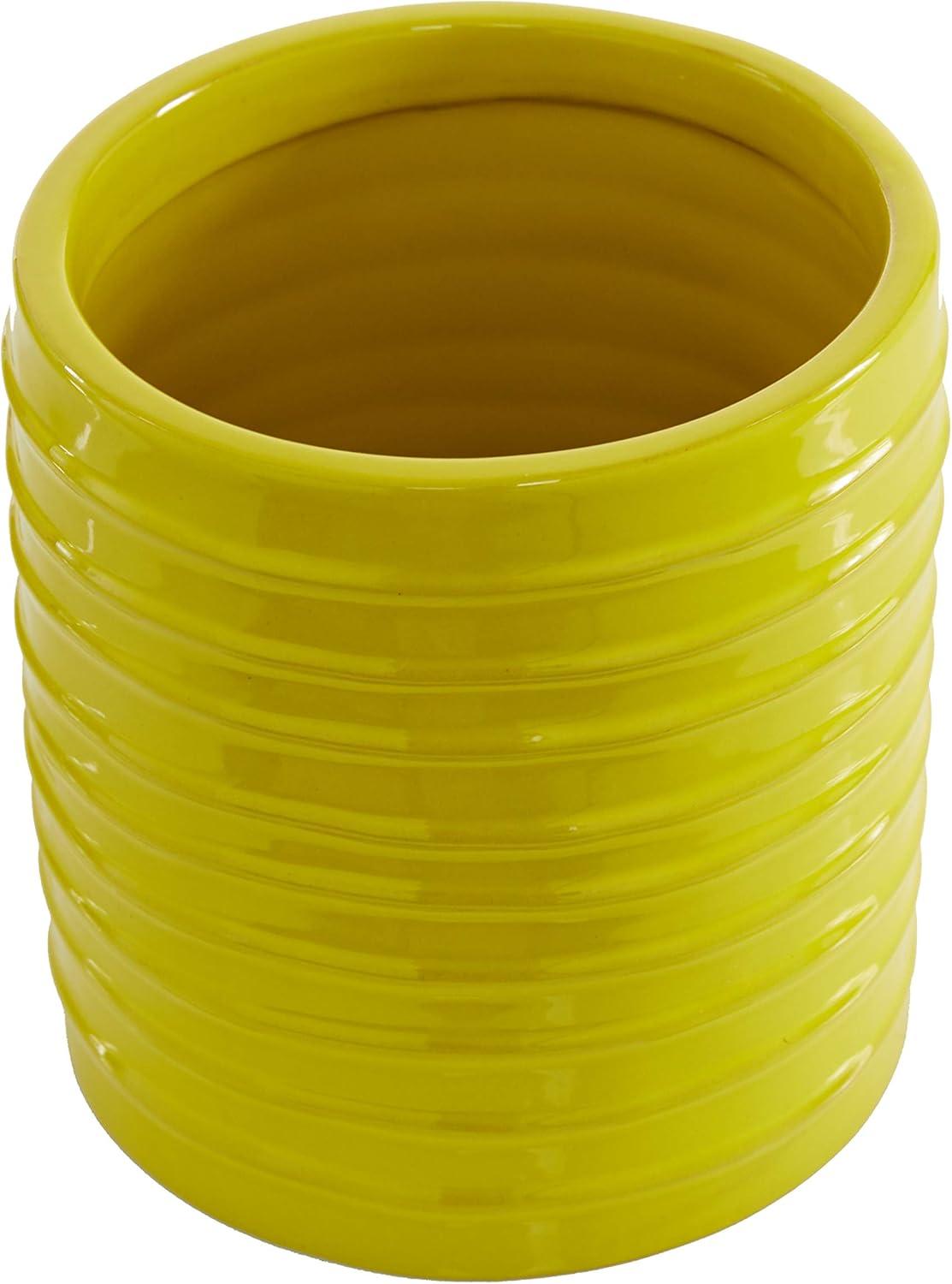 Yellow Ceramic Farmhouse Canister Set with Grooves