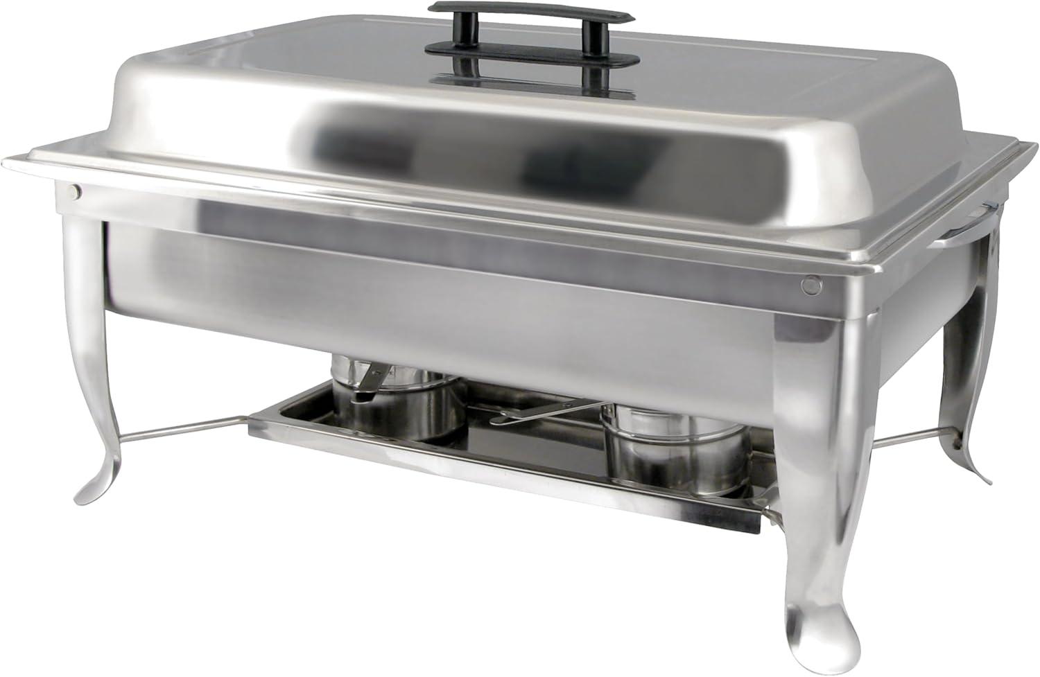 Full-Size Silver Stainless Steel Catering Chafer with Plastic Handle