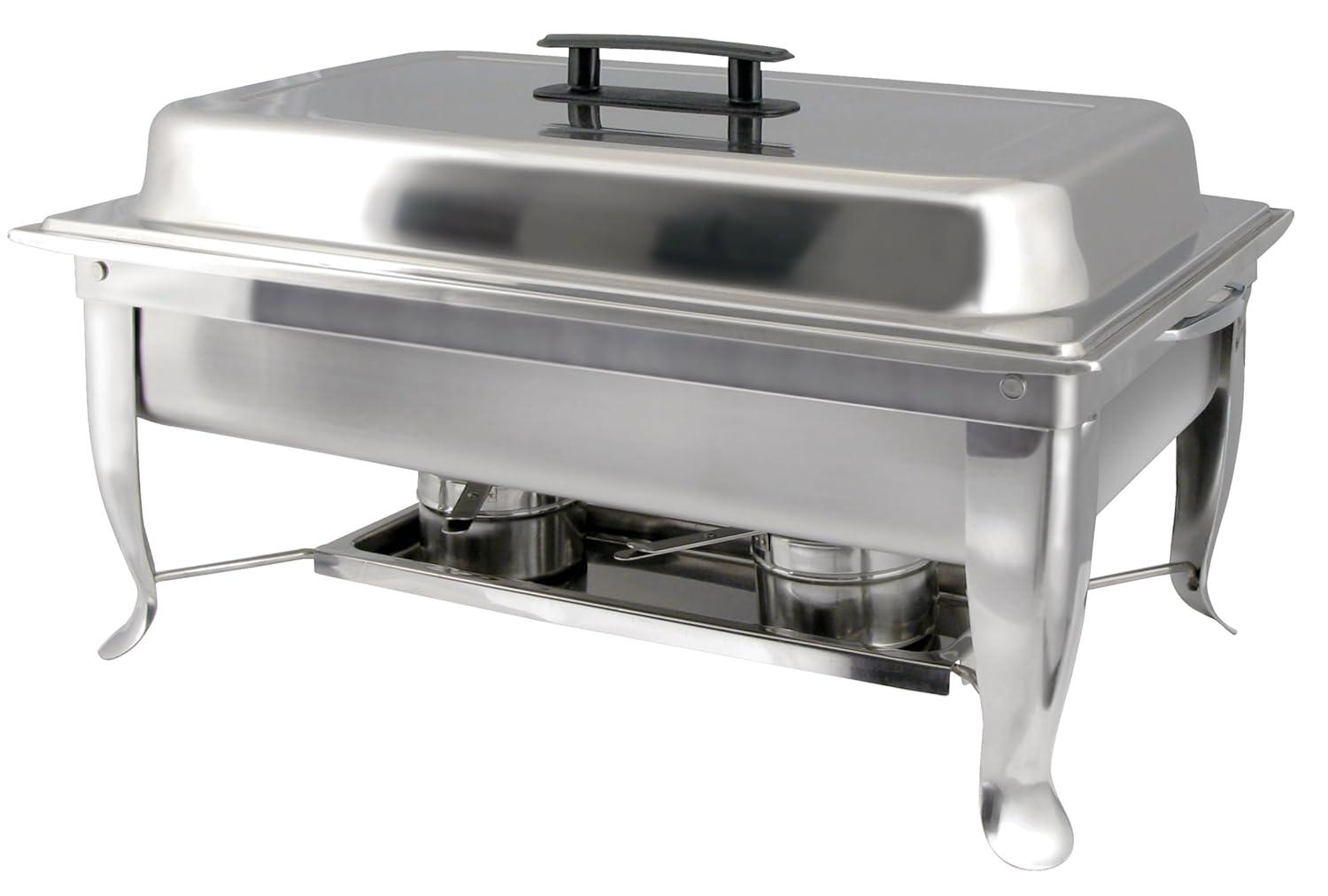 Full-Size Silver Stainless Steel Catering Chafer with Plastic Handle