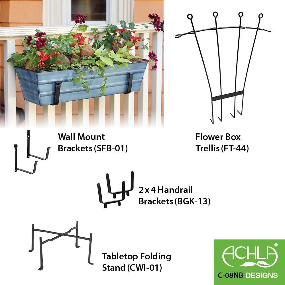 Small Galvanized Metal Rectangular Planter Box Blue - ACHLA Designs: Patina Finish, Urban Garden