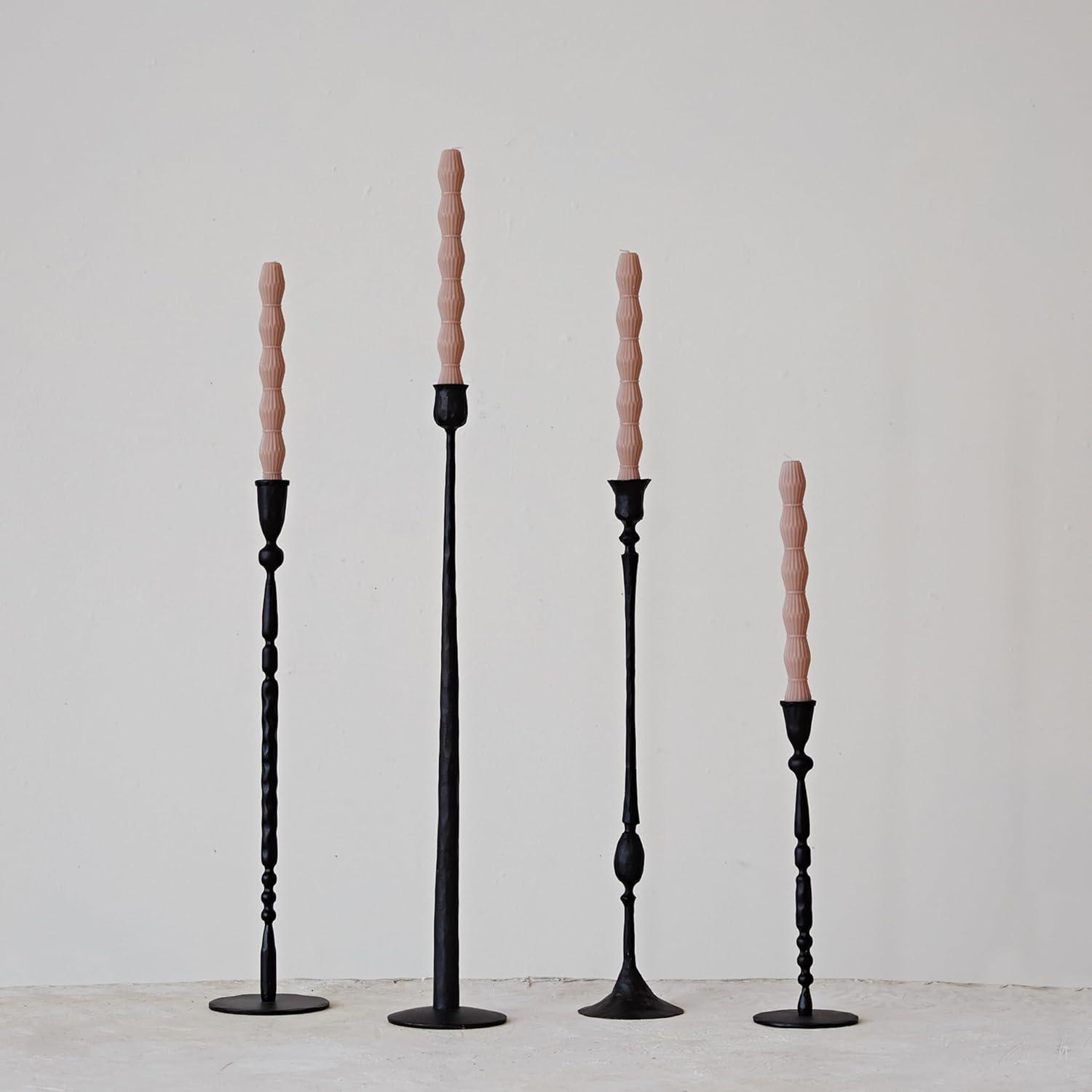 Creative Co-Op Tall Decorative Hand-Forged Metal Taper Holder, Black