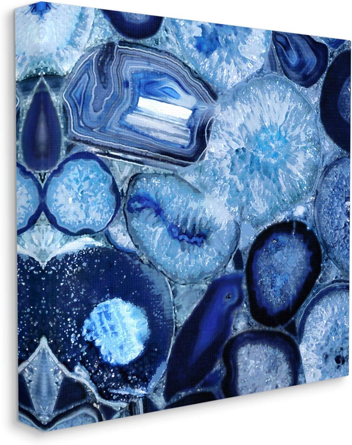 Stupell Agate In Blue Natural Geodes Abstract Painting Gallery Wrapped Canvas Print Wall Art