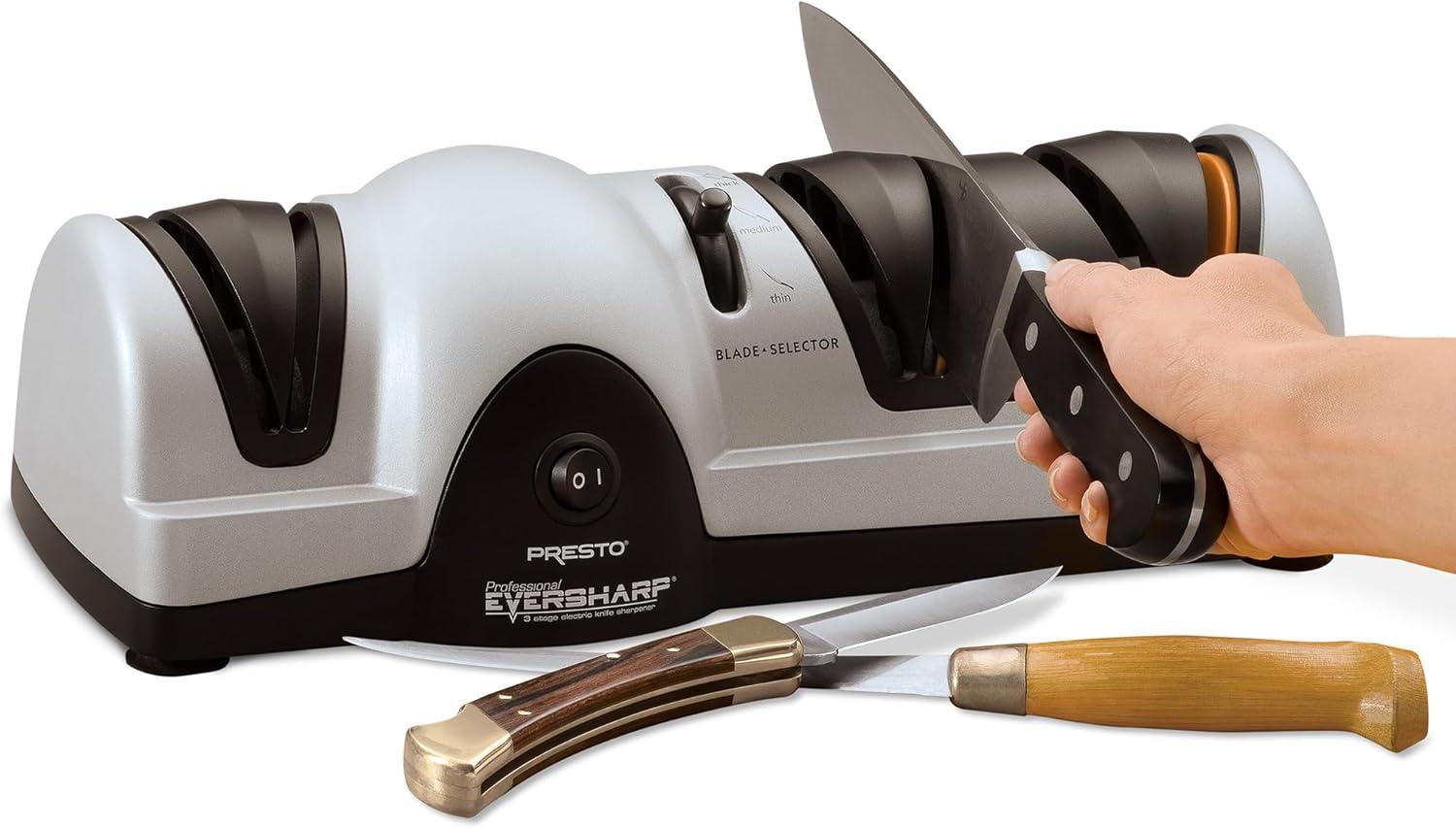 Presto Professional Ever Sharp Three-Stage Electric Knife Sharpener 08810, Grey