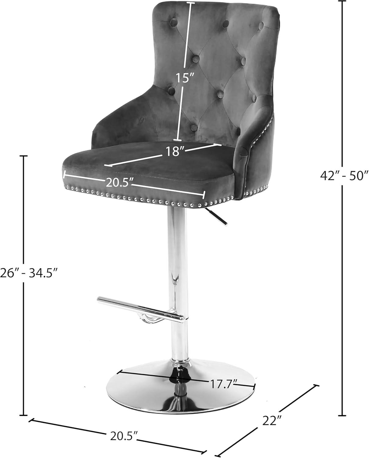 Maykoosh Mountain Lodge Grey Velvet Adjustable Stool