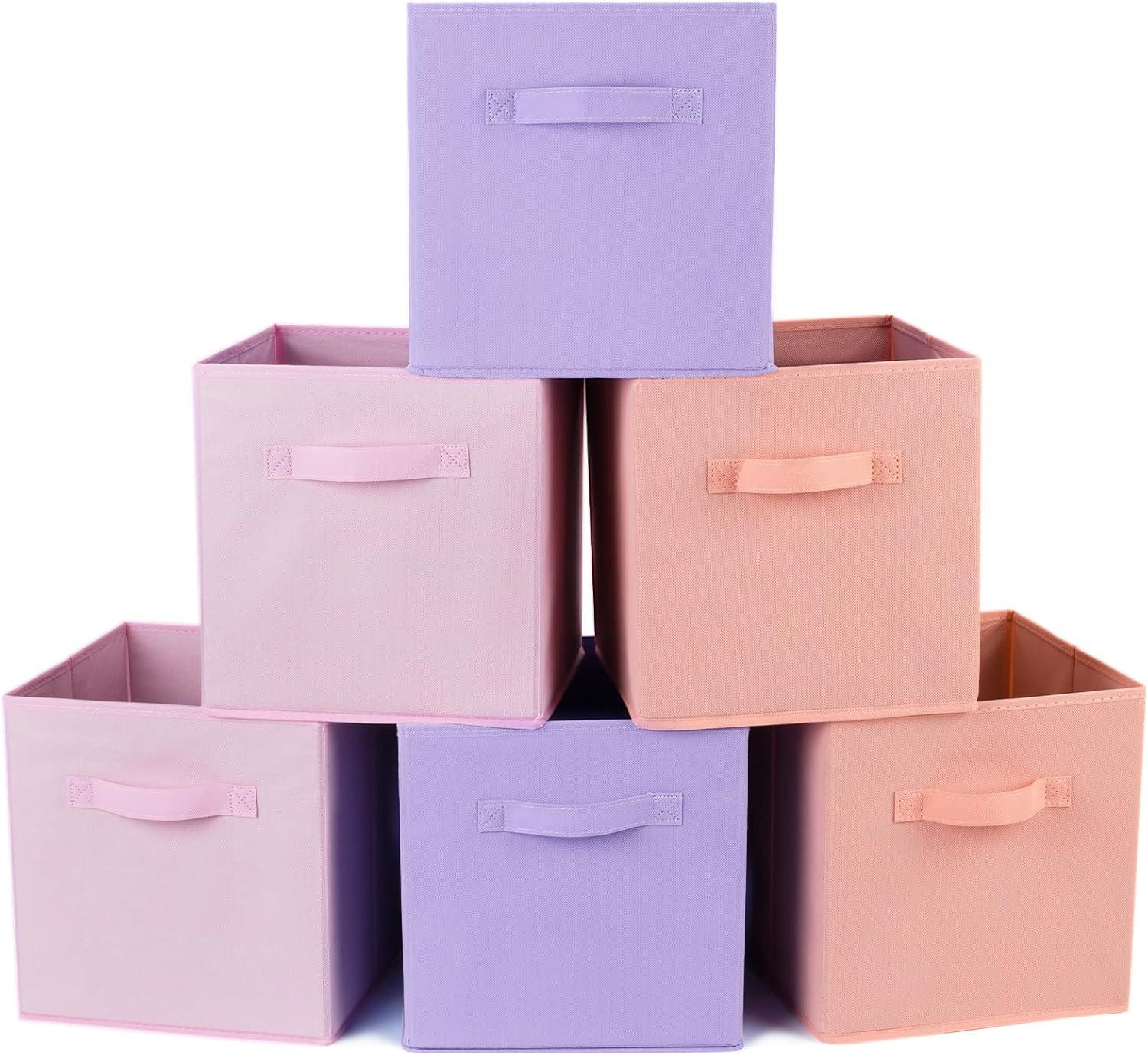 Colorful Foldable Fabric Storage Cubes for Kids, Set of 6