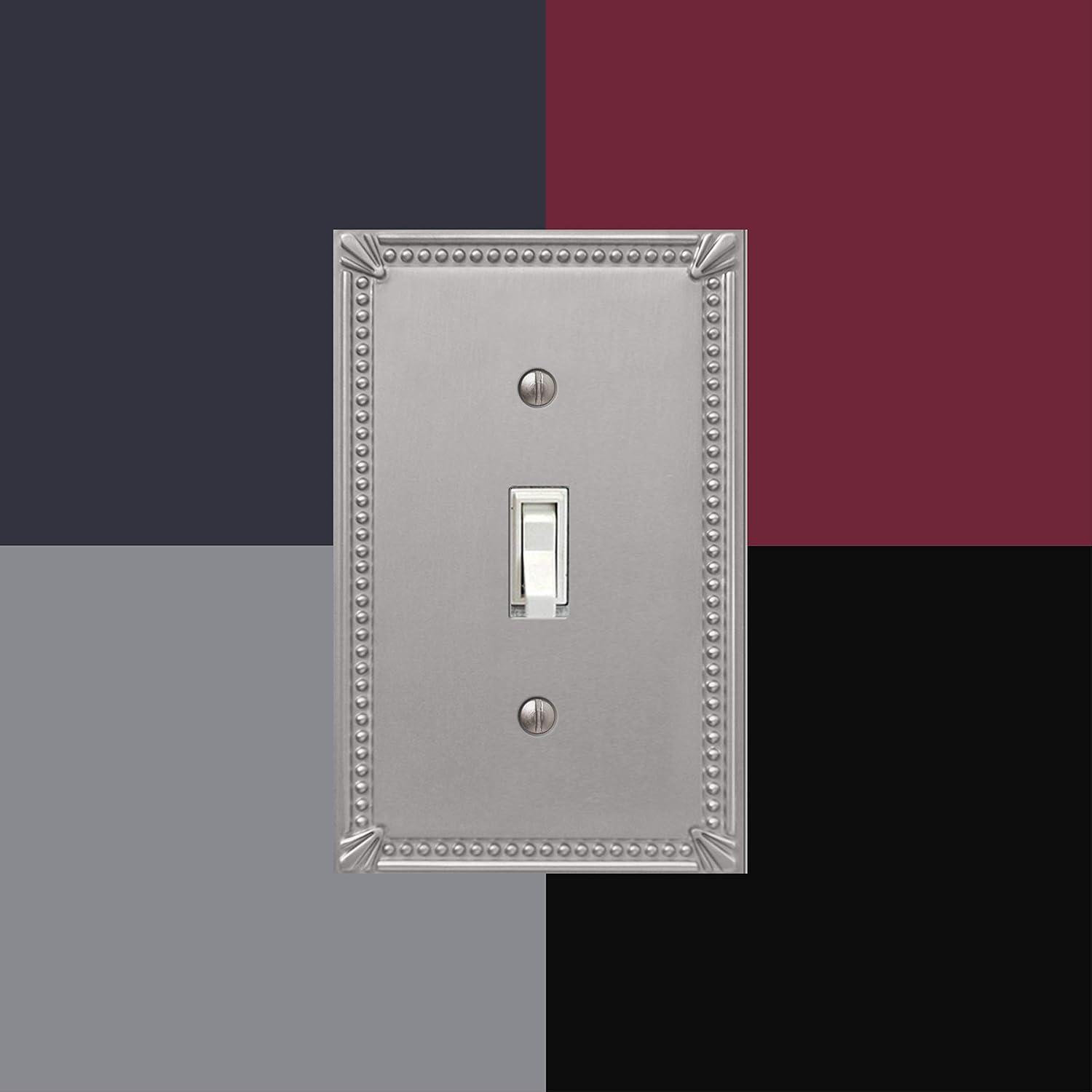 Amerelle 74TDBN Moderne Wallplate 1 Toggle / 1 Duplex Cast Metal Brushed Nickel 1-Pack