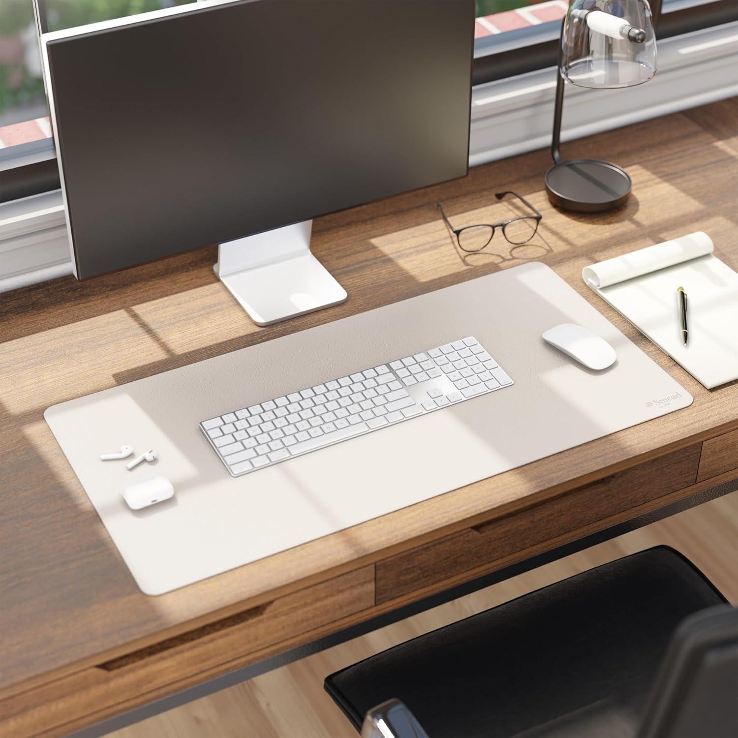 Smead Vegan Leather Desk Pads, 31.5" x 15.7", Sandstone 64831