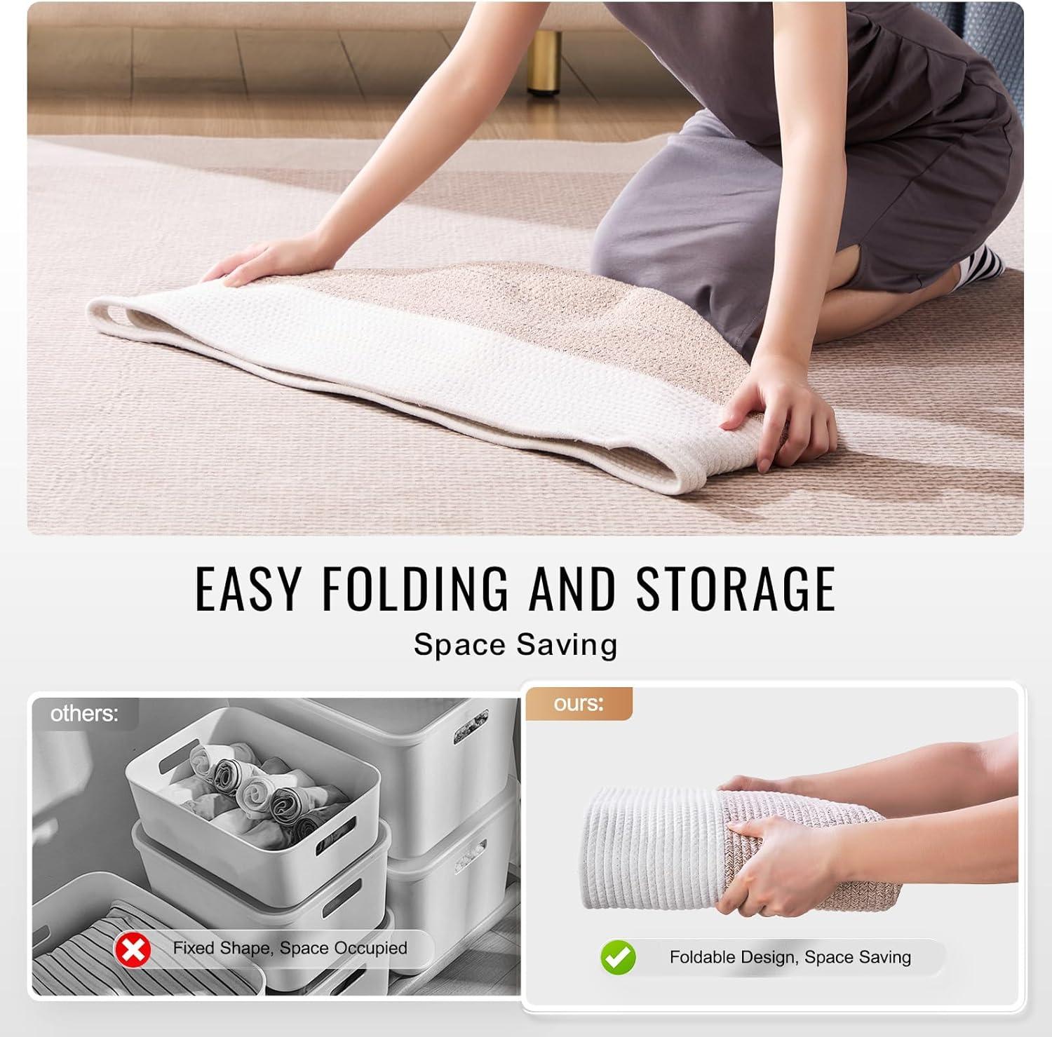VEVOR Cotton Rope Storage Basket 67L Woven Blanket Basket 20 x 20 x 13 in
