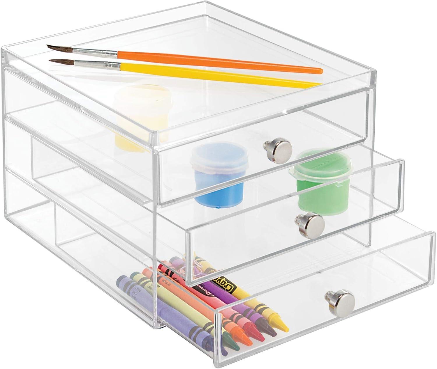 iDESIGN Plastic Slim 3-Drawer Desk Organization Set Clear